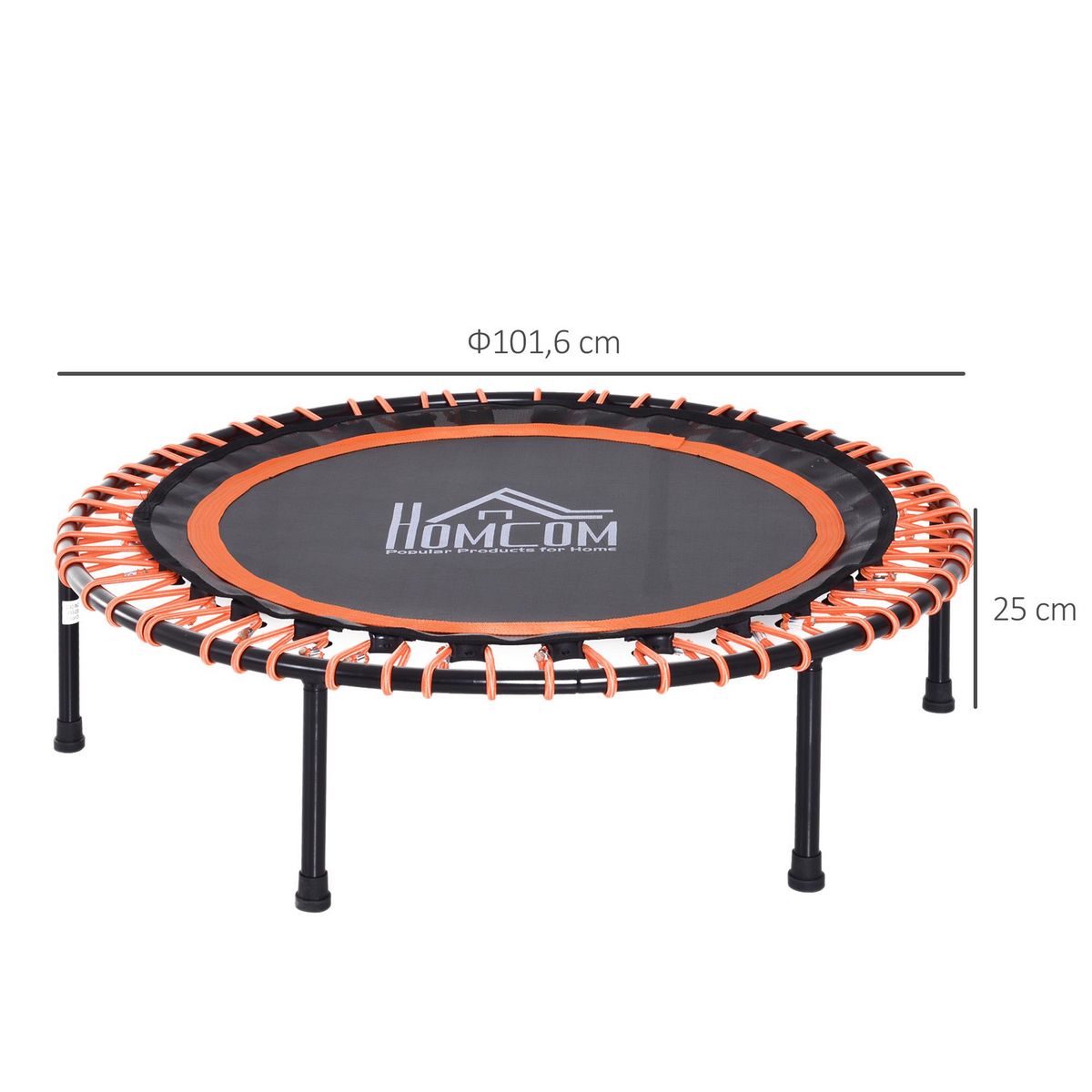HOMCOM Trampoline de Fitness / gymnastique haute performance Ø 102 cm élastiques Bungee utilisation intérieure extérieure orange noir