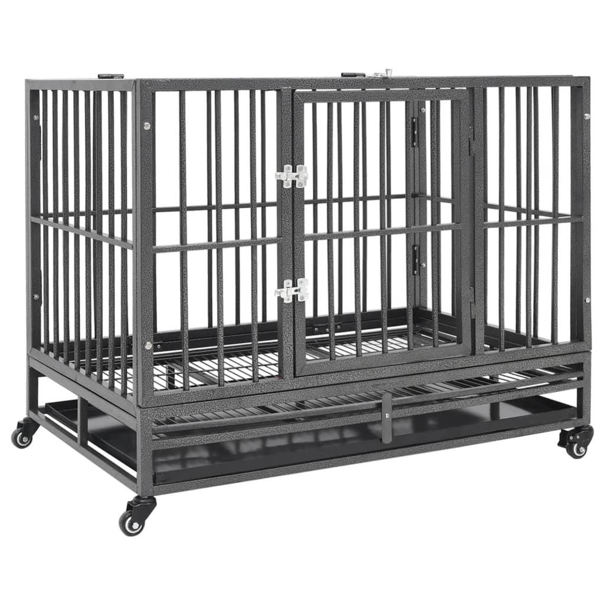 VIDAXL Cage pour chiens avec roues Acier 92x62x76 cm