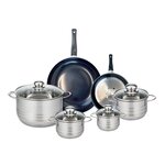ELO Ensemble de 2 Poêles de cuisson 20 et 28 cm et 4 faitouts 12, 14, 16 et 24 cm Elo Prima Brillant