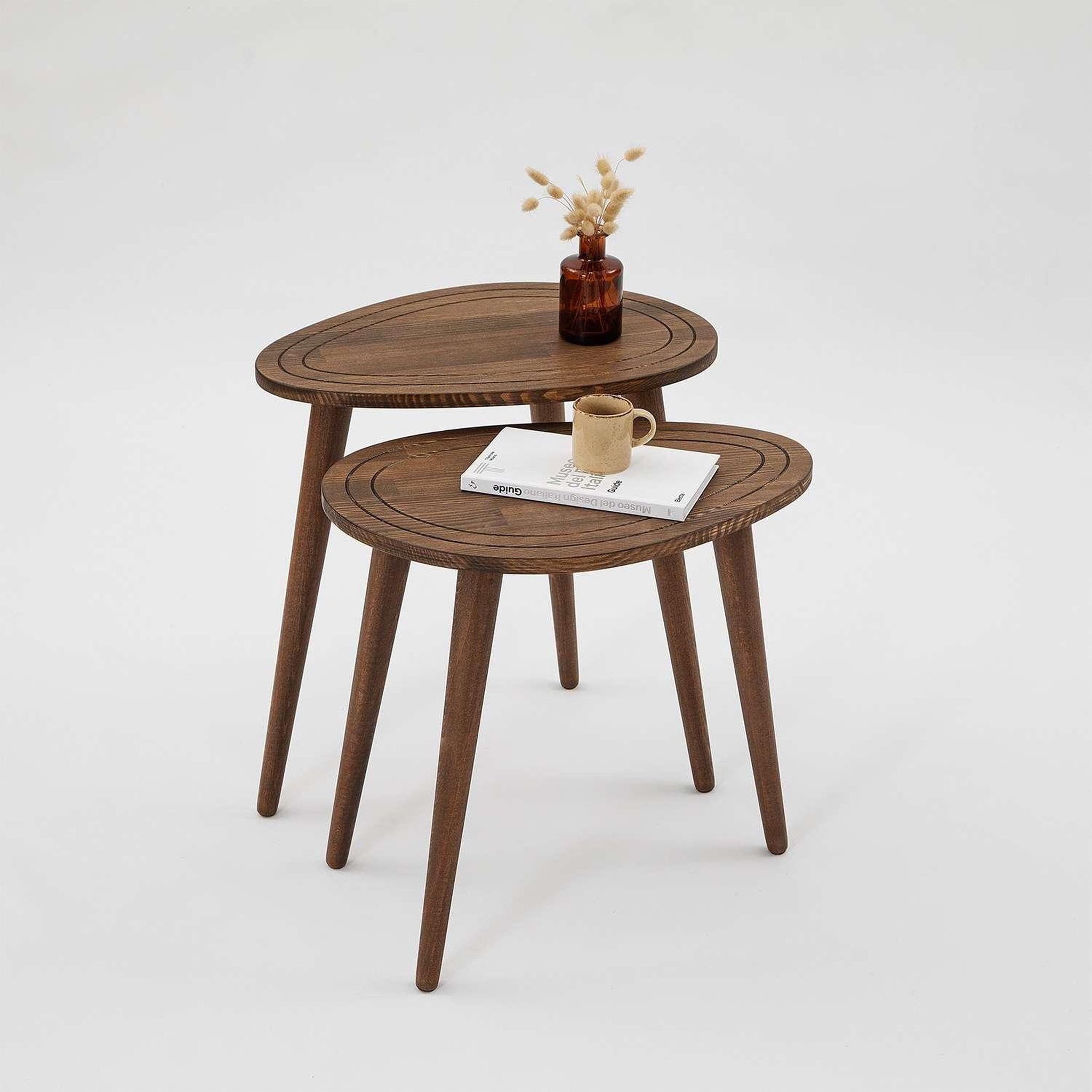 Voir la diapositive 5 : TOILINUX Lot de 2 tables d'appoint théodore en bois massif