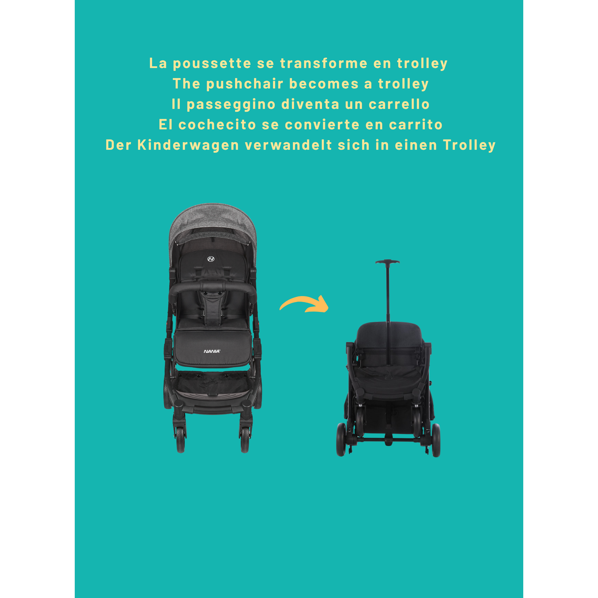NANIA Nania Myla Poussette combinée 2 en 1 compacte et légère de 0 à 4 ans (22kg max) avec Siège auto Rimini Nania 40-87 cm - (0-13kg) Protection Latérale avec Insert de confort