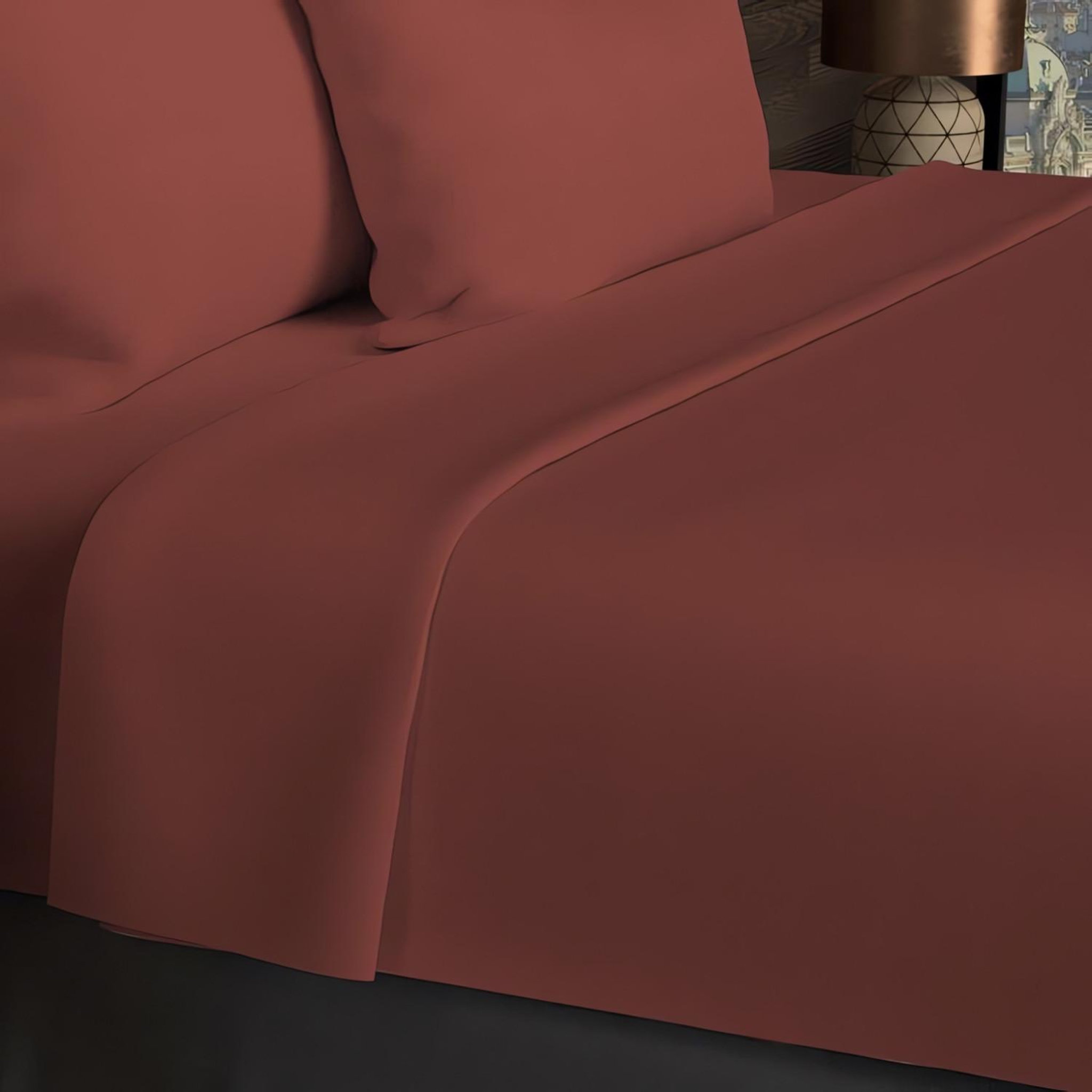 Voir la diapositive 1 : SOLEIL D'OCRE Drap plat en coton 57 fils uni, par soleil d'ocre