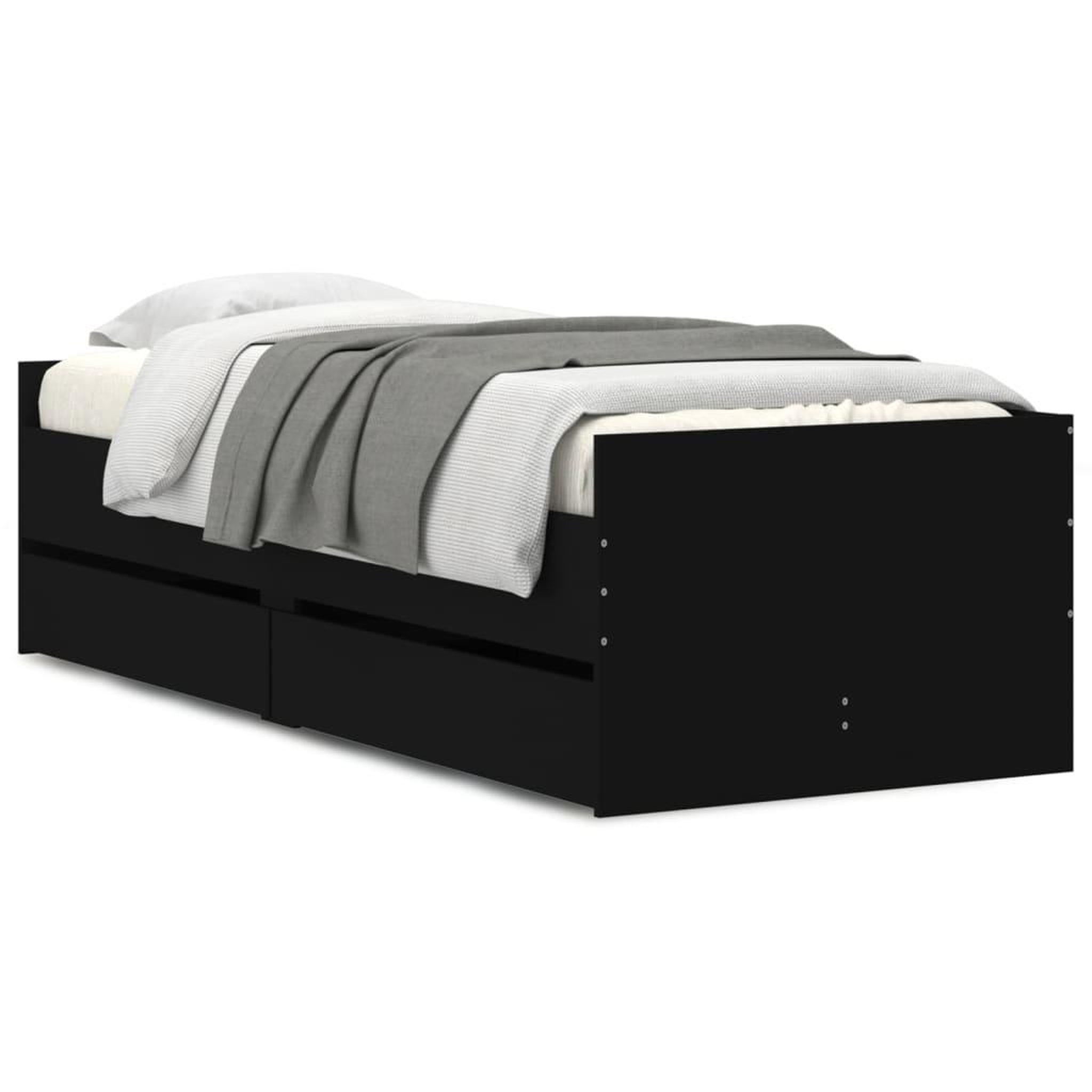 Voir la diapositive 2 : VIDAXL Cadre de lit avec tiroirs sans matelas noir 100x200 cm