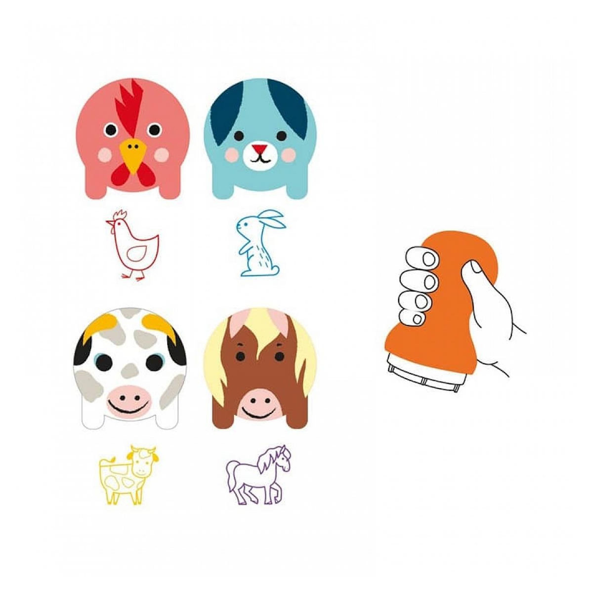 Djeco Tampons des petites mains animaux de la ferme