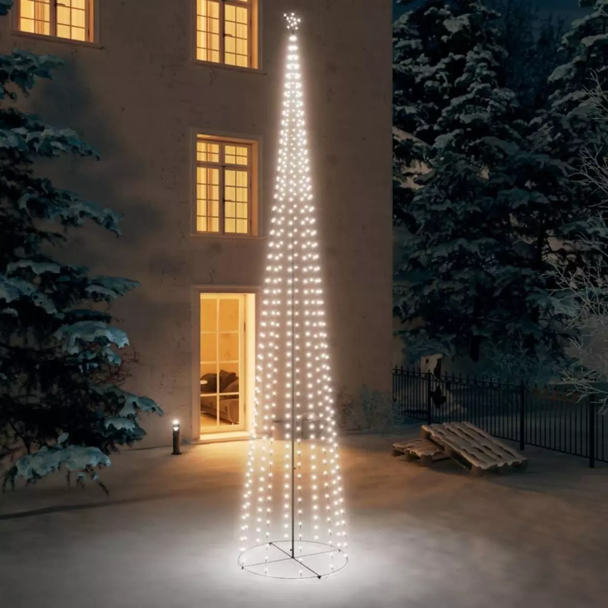 VIDAXL Sapin de Noël cone 752 LED Blanc froid Decoration 160x500 cm