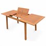 SWEEEK Table de jardin en bois 120-180cm - Almeria - Table rectangulaire avec allonge eucalyptus  Intérieur / Extérieur