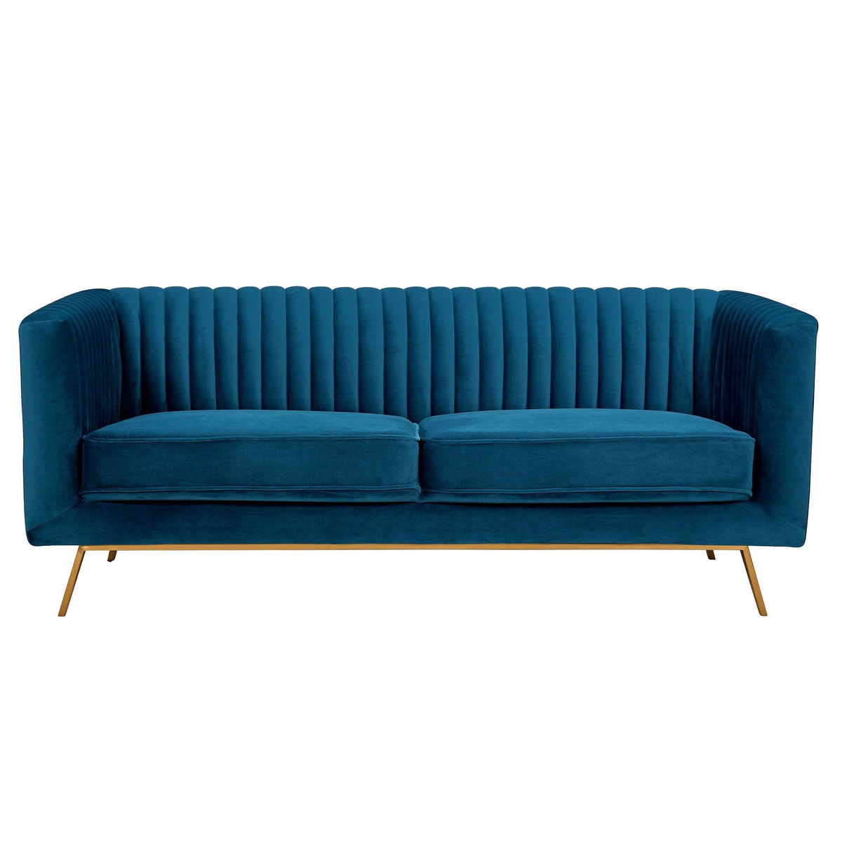 Rendez vous déco Canapé 2 places en velours bleu foncé-Gatsby
