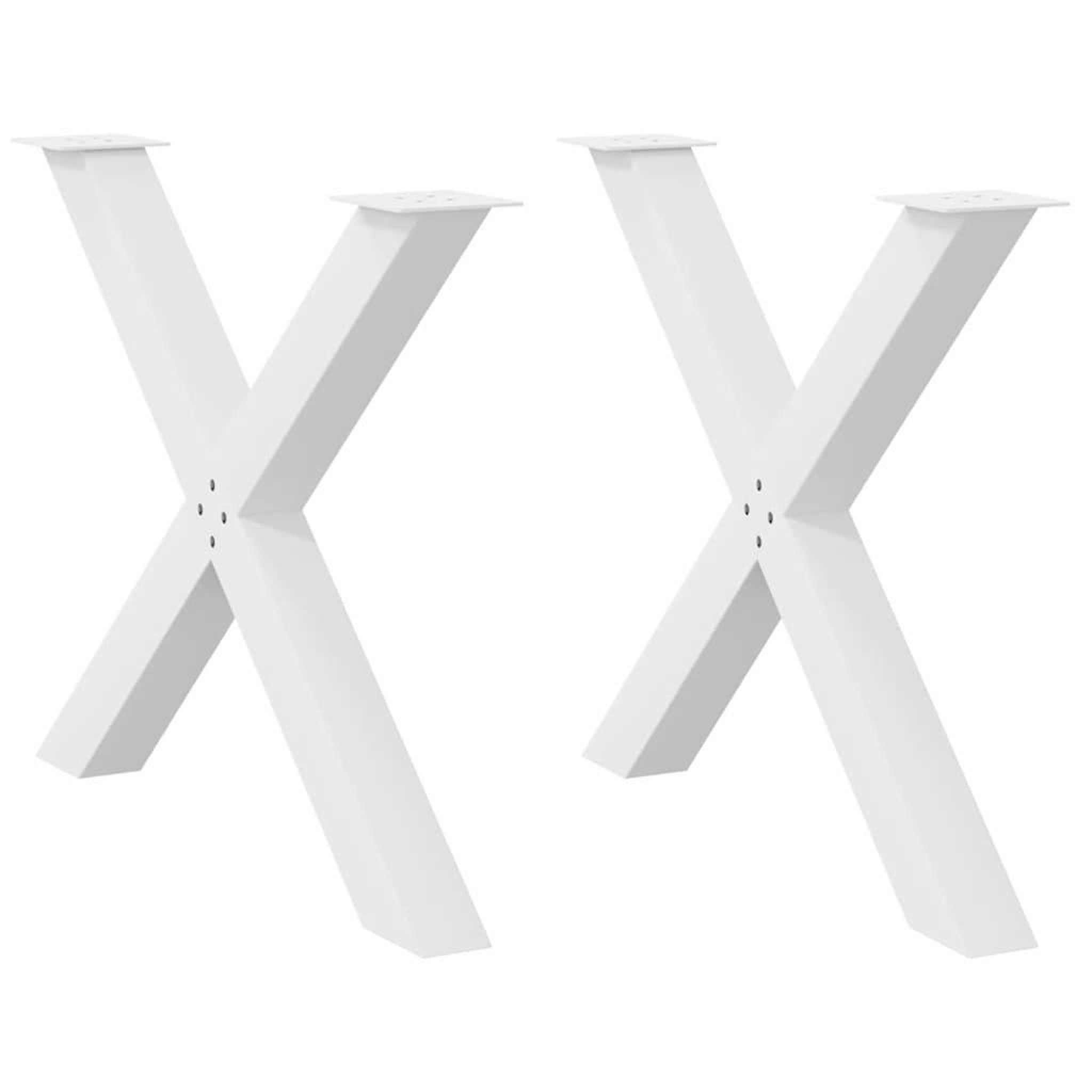 VIDAXL Pieds de table a manger forme de X 2 pcs blanc 90x(72-73) cm