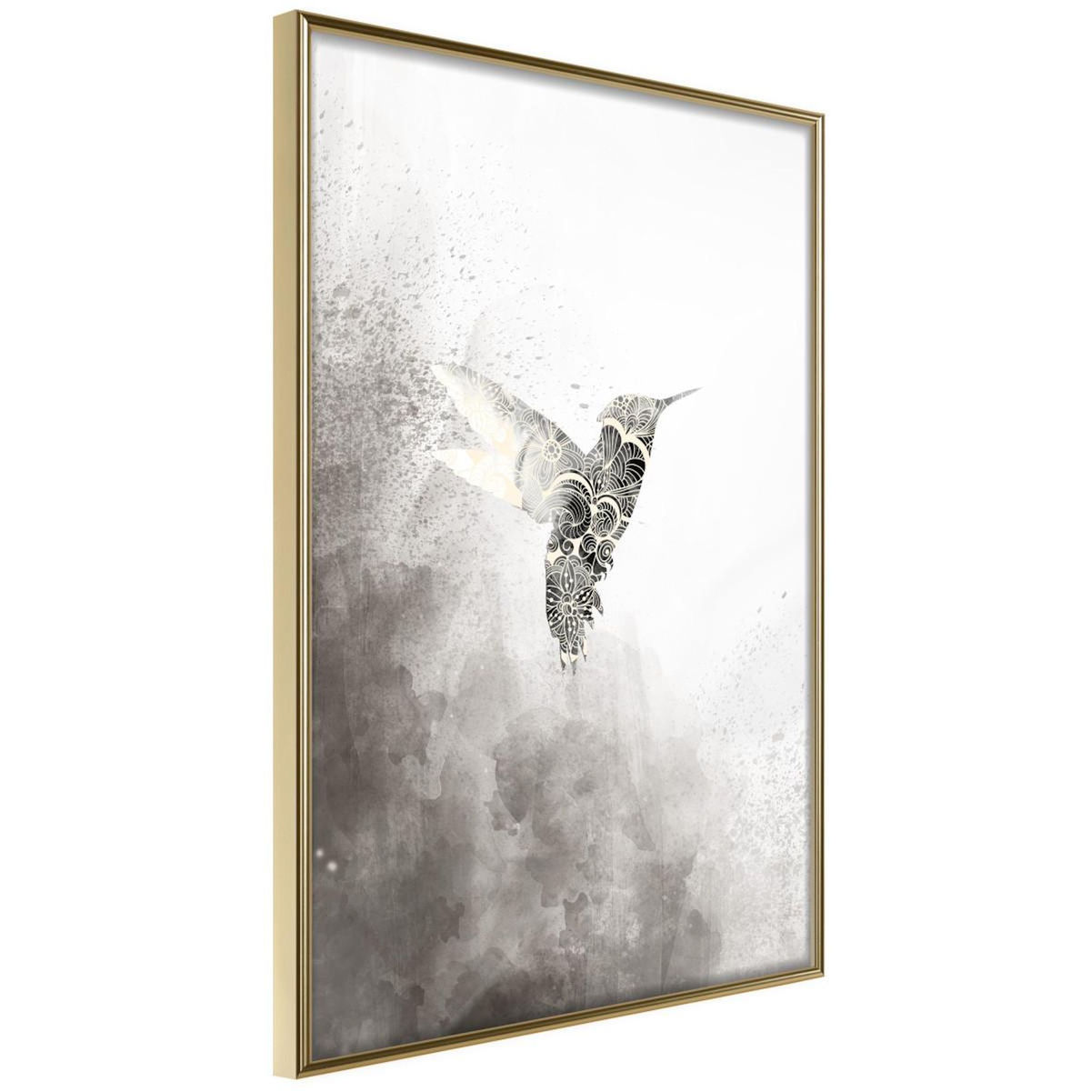 Paris Prix Affiche Murale Encadrée  Hummingbird in Shades of Grey
