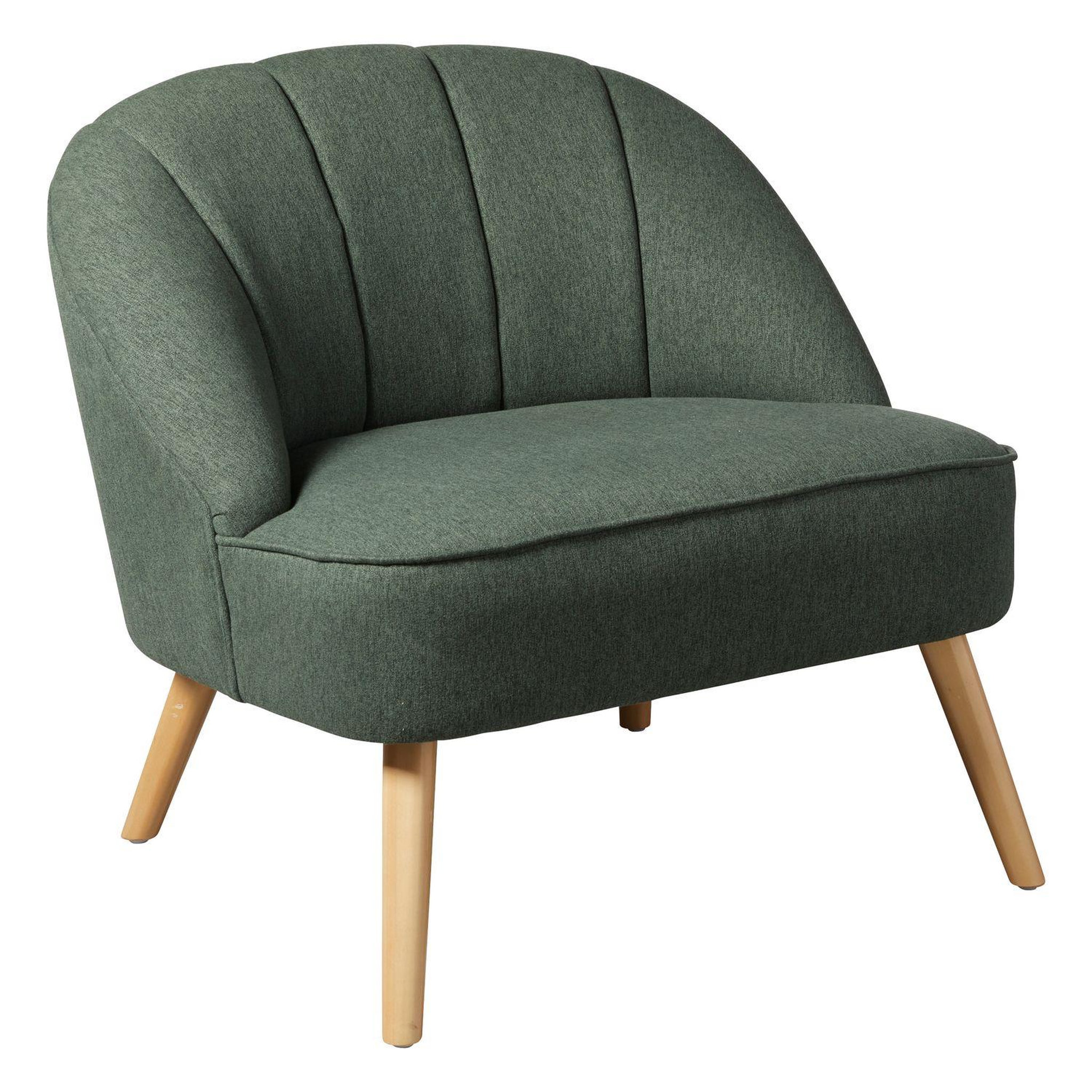 Voir la diapositive 1 : ATMOSPHERA Fauteuil en velours et pieds en bois naova