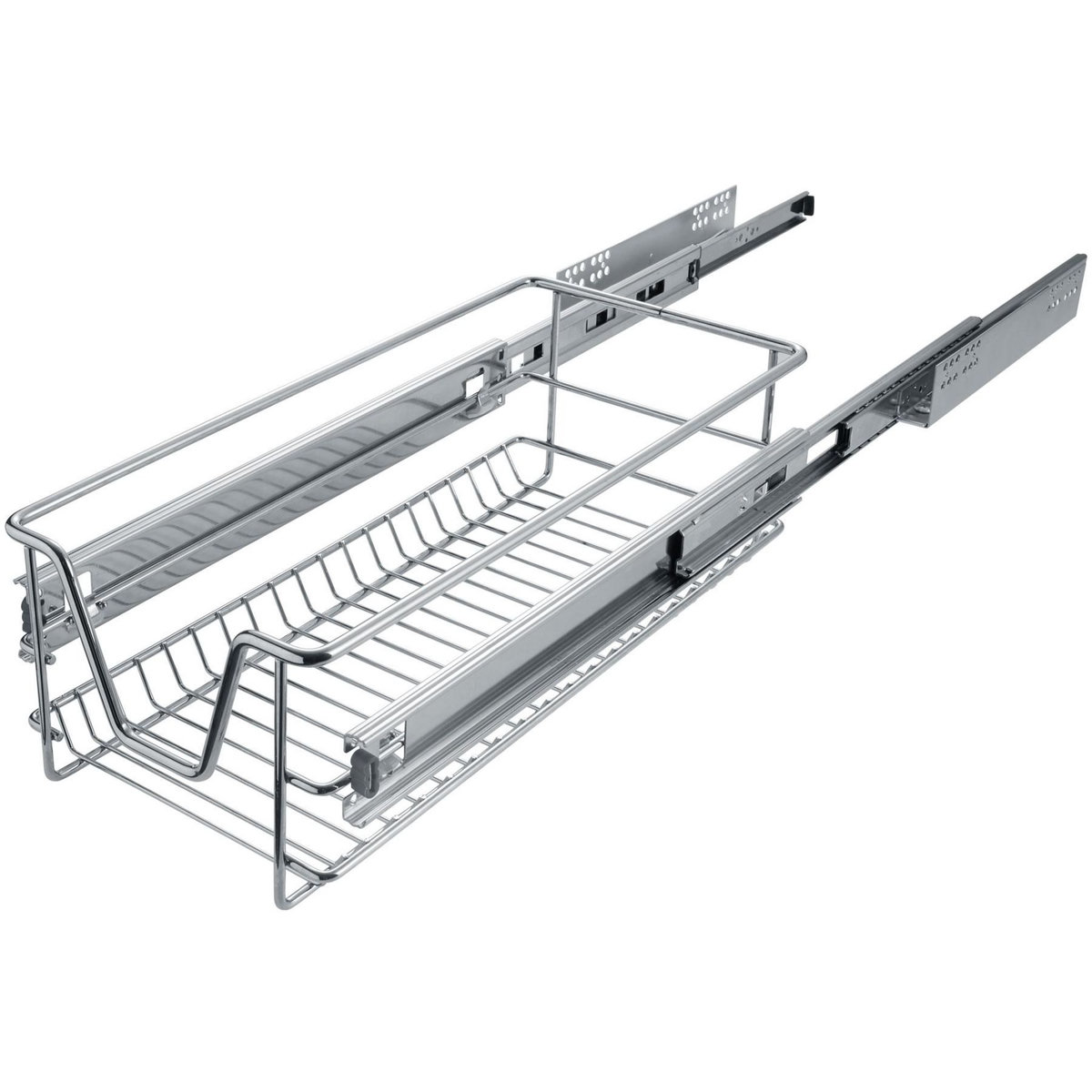tectake Tiroir de rangement téléscopique chromé gris