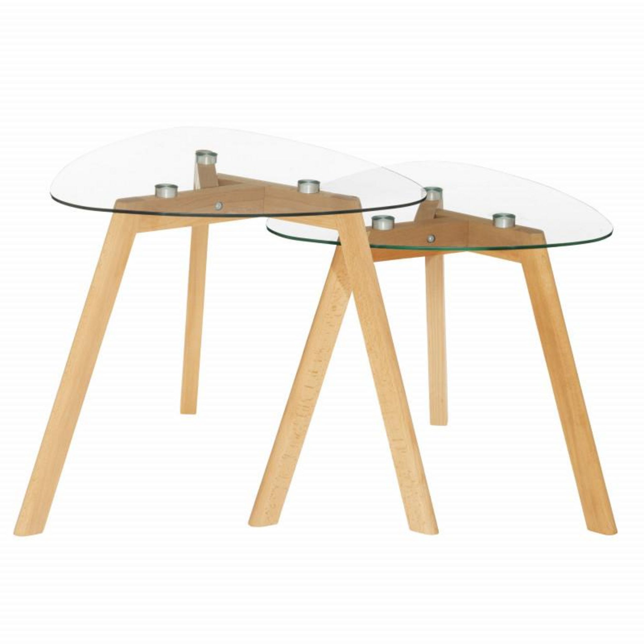 ATMOSPHERA Lot de 2 tables basses gigognes Thalie Bois & Verre trempé ...