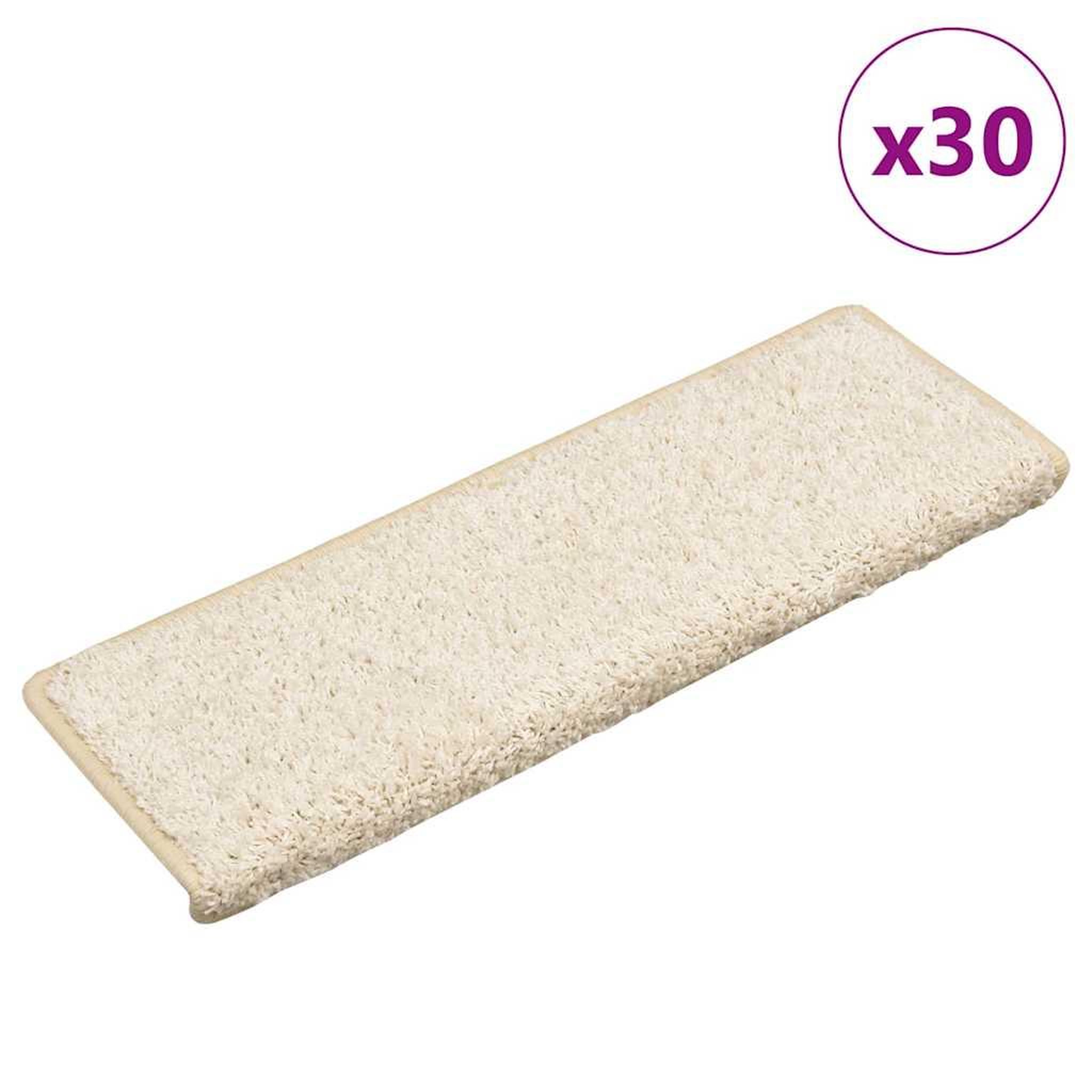 VIDAXL Tapis d'escalier 30 pcs 65x21x4 cm Blanc