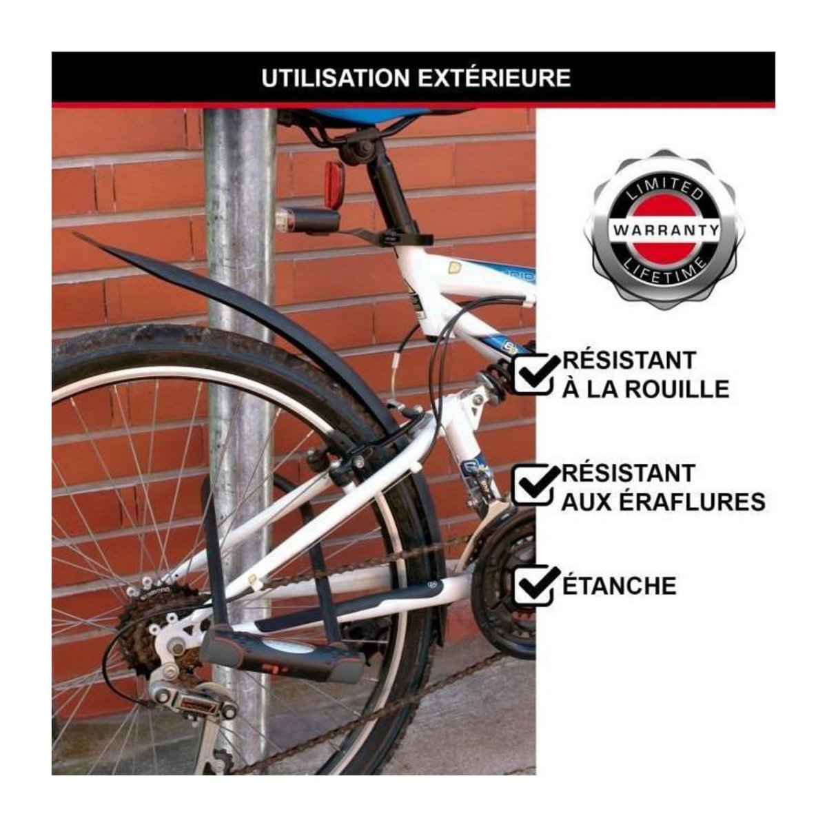Master lock Antivol Vélo U [A Clé] [Support de Vélo Universel] [Antivol Certifié] [ XL] [Rouge] 8195EURDPROCOLWR
