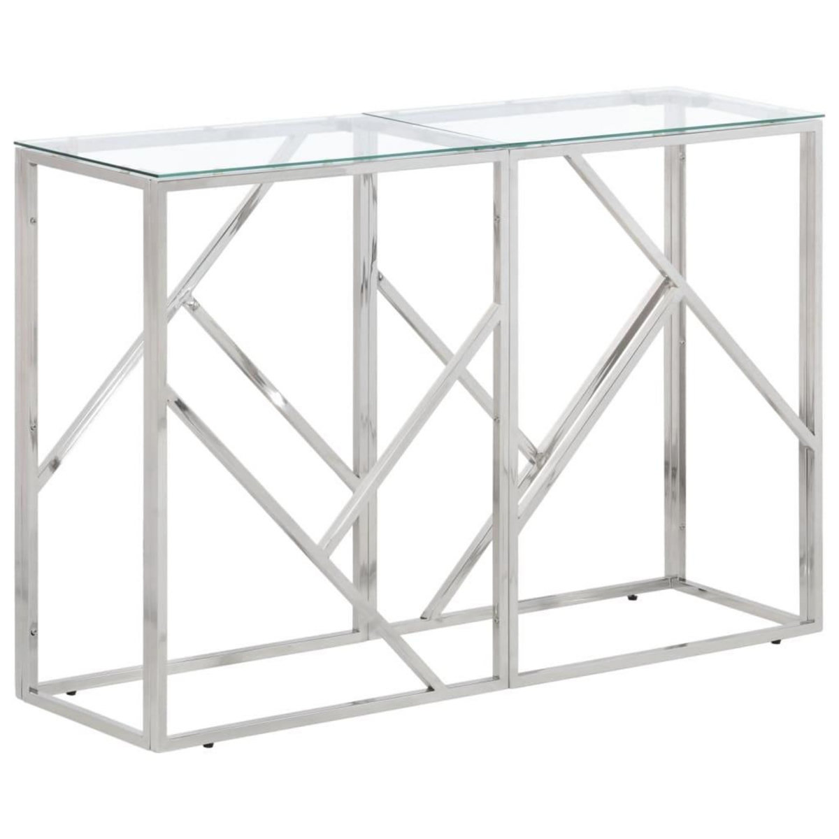 VIDAXL Table console argente acier inoxydable et verre trempe