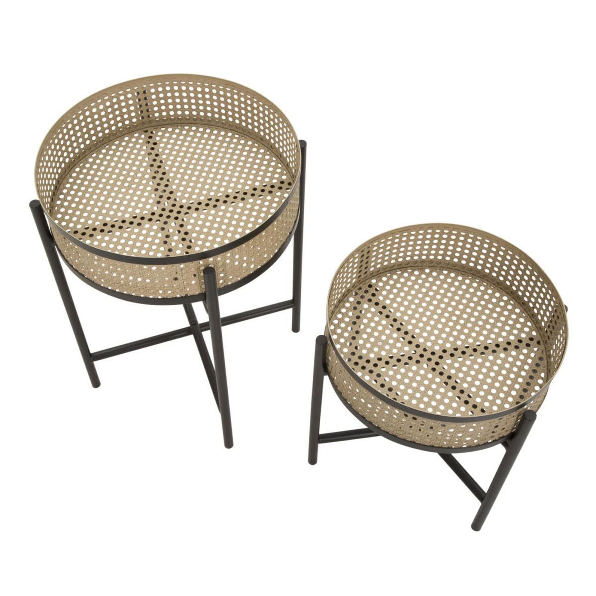 Voir la diapositive 3 : Paris Prix Lot de 2 tables d'appoint  fuji  50cm noir & naturel