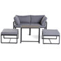 Voir la diapositive 4 : BEST MOBILIER Beyla – salon de jardin modulable en acier noir - 4 places - coussins gris