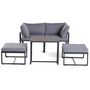 Voir la diapositive 4 : BEST MOBILIER Beyla – salon de jardin modulable en acier noir - 4 places - coussins gris