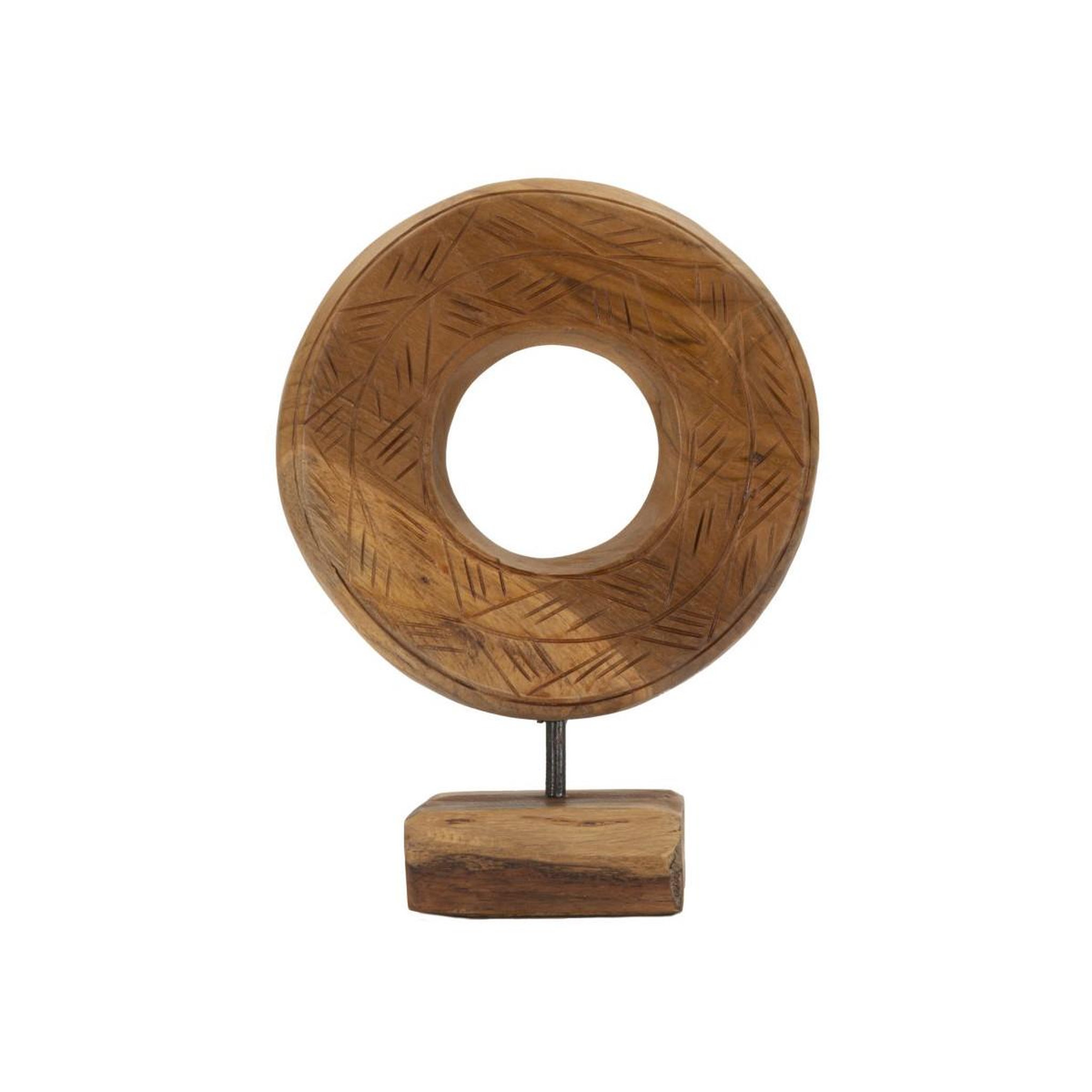 Paris Prix Objet déco rond en teck  dorat  28cm naturel