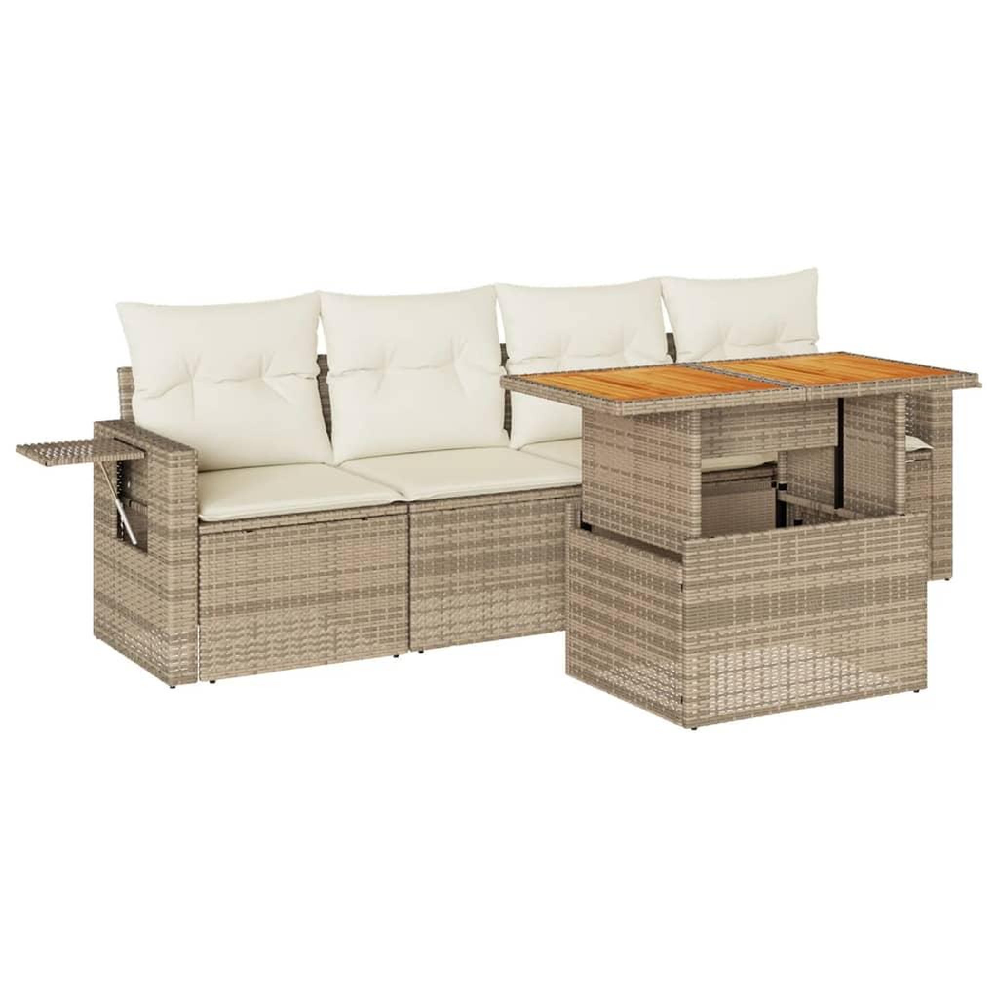 Voir la diapositive 2 : VIDAXL Salon de jardin avec coussins 5 pcs beige resine tressee