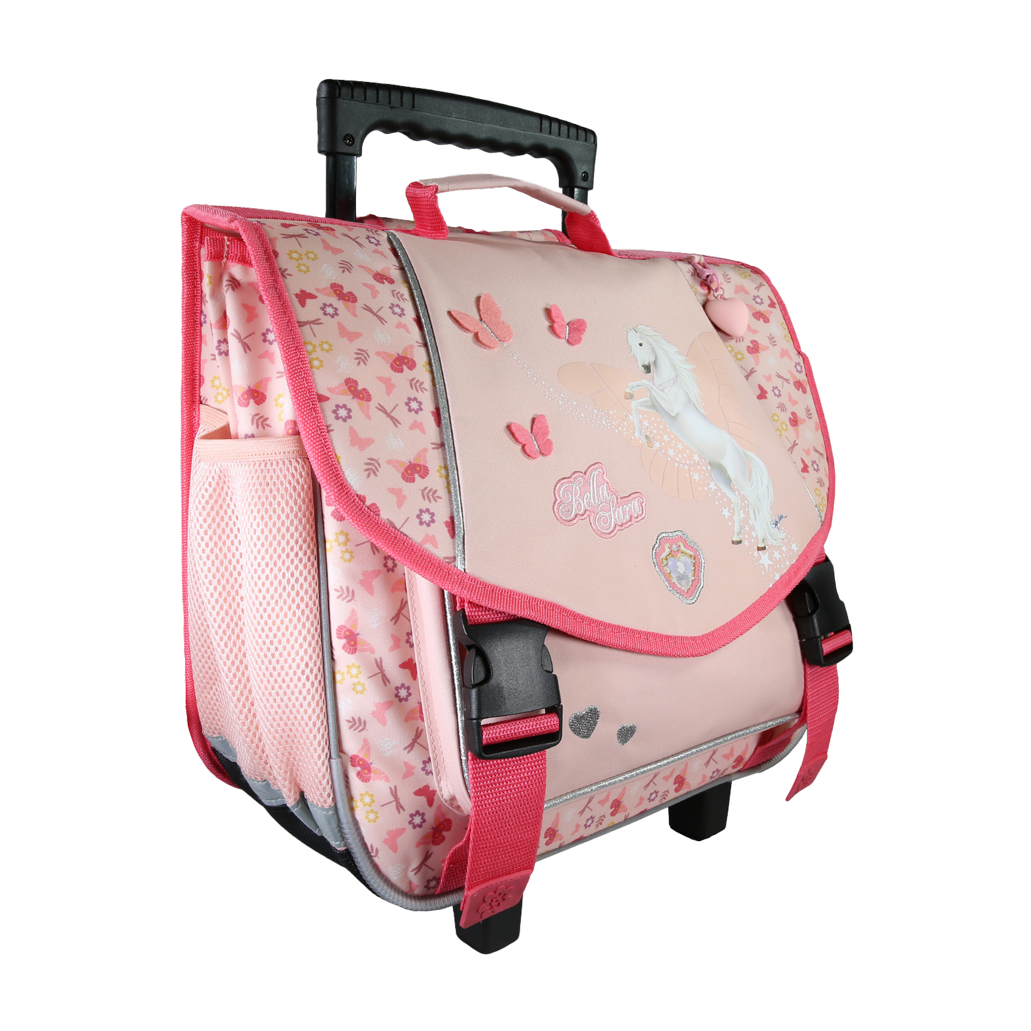 Voir la diapositive 2 : Bagtrotter Bella Sarra - Cartable à roulettes 38 cm enfant - Fille - Rose - 2 compartiment