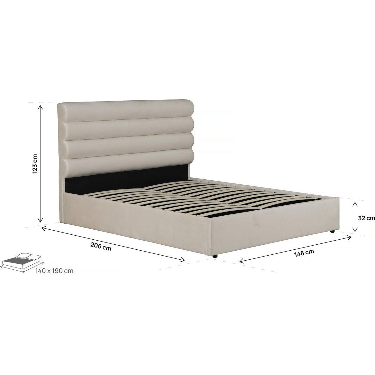 Habitat et Jardin Lit double en velours design  Livigno  - 140 x 190 cm - Beige