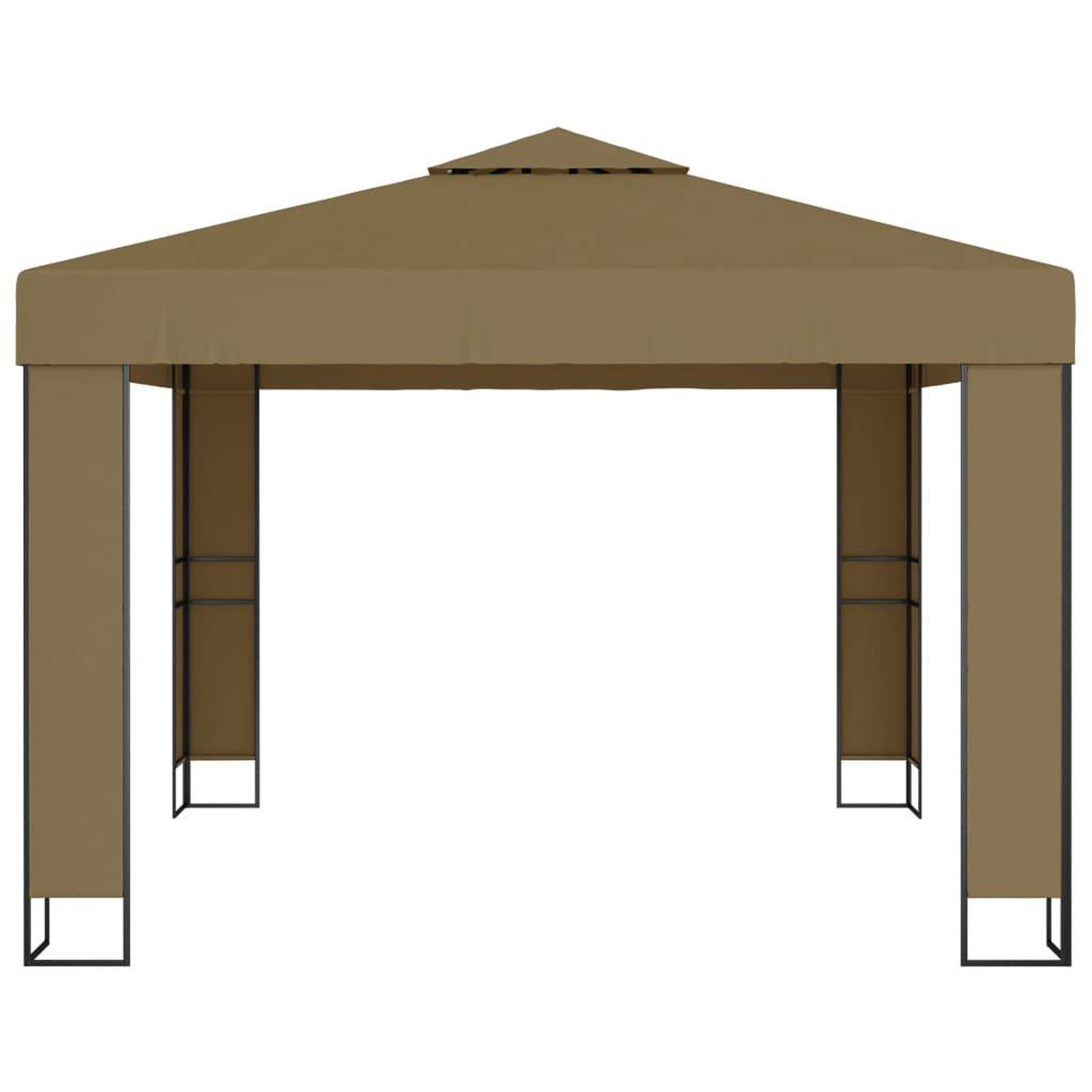 Voir la diapositive 4 : VIDAXL Tonnelle avec double toit et lumieres LED 3x3x2,7 m Taupe