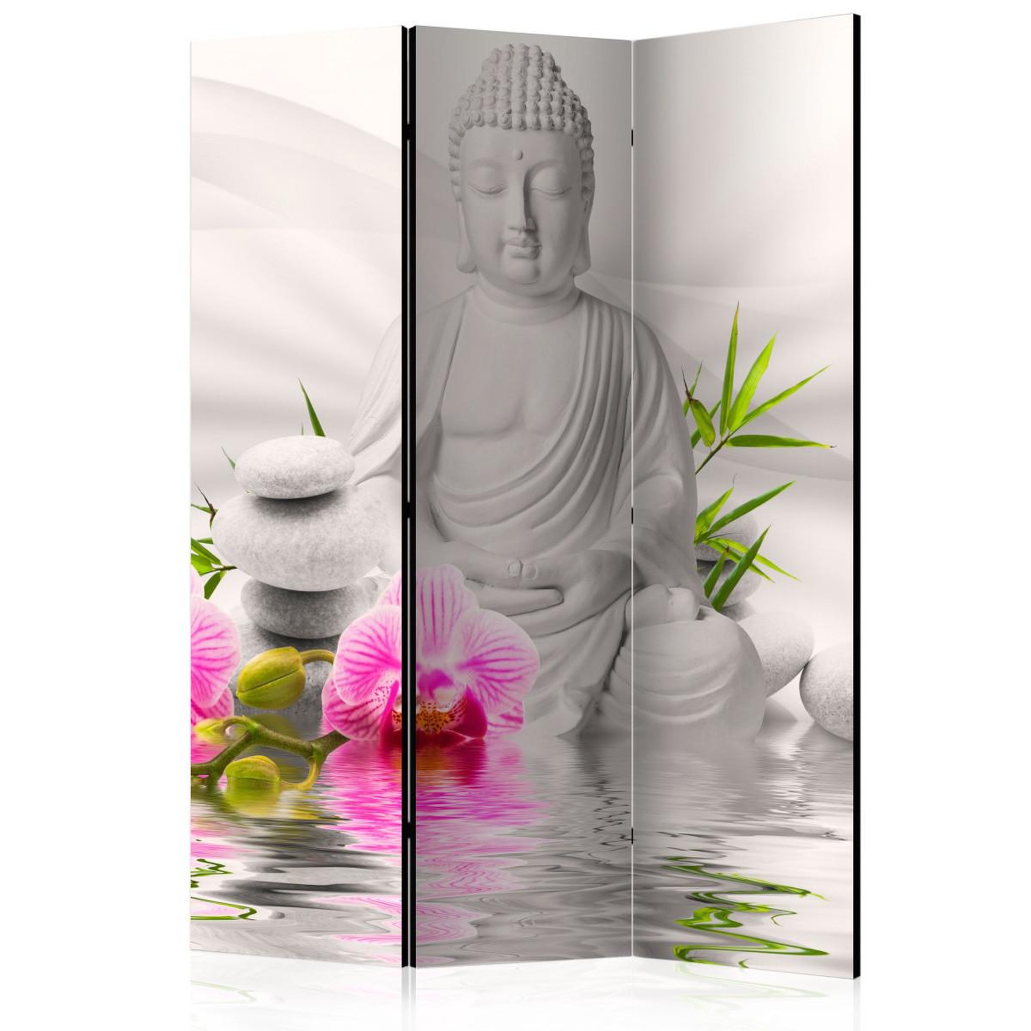 Paris Prix Paravent 3 volets  buddha & orchids  135x172cm