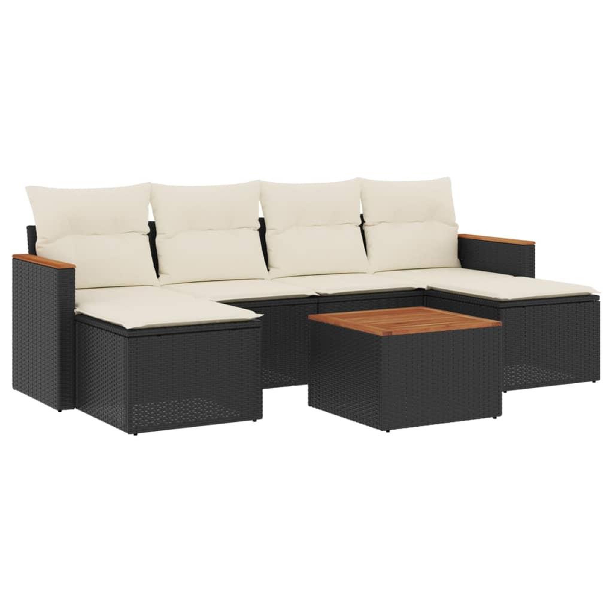 Voir la diapositive 2 : VIDAXL Salon de jardin 7 pcs avec coussins noir resine tressee
