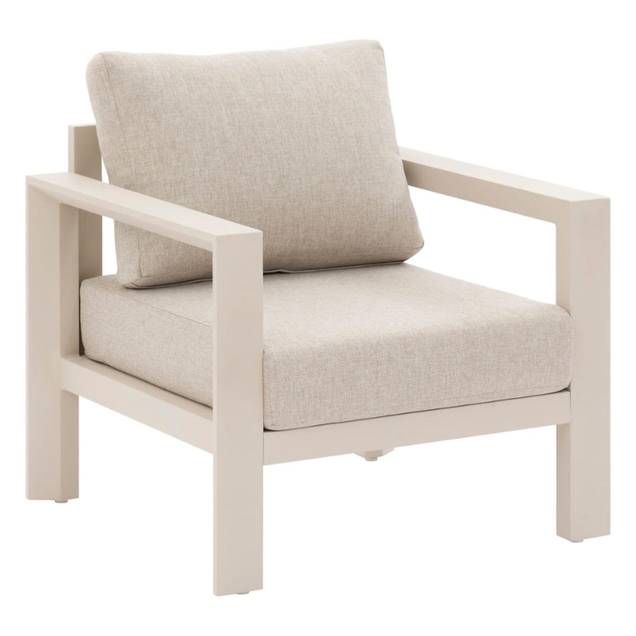 HESPERIDE Fauteuil de salon de jardin en aluminium evasion. Coloris disponibles : Beige, Gris
