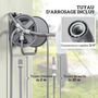 Voir la diapositive 4 : OUTSUNNY Dévidoir sur pied ou mural - enrouleur tuyau 20 + 2 m - lance arrosage réglable - support mural intégré - gris
