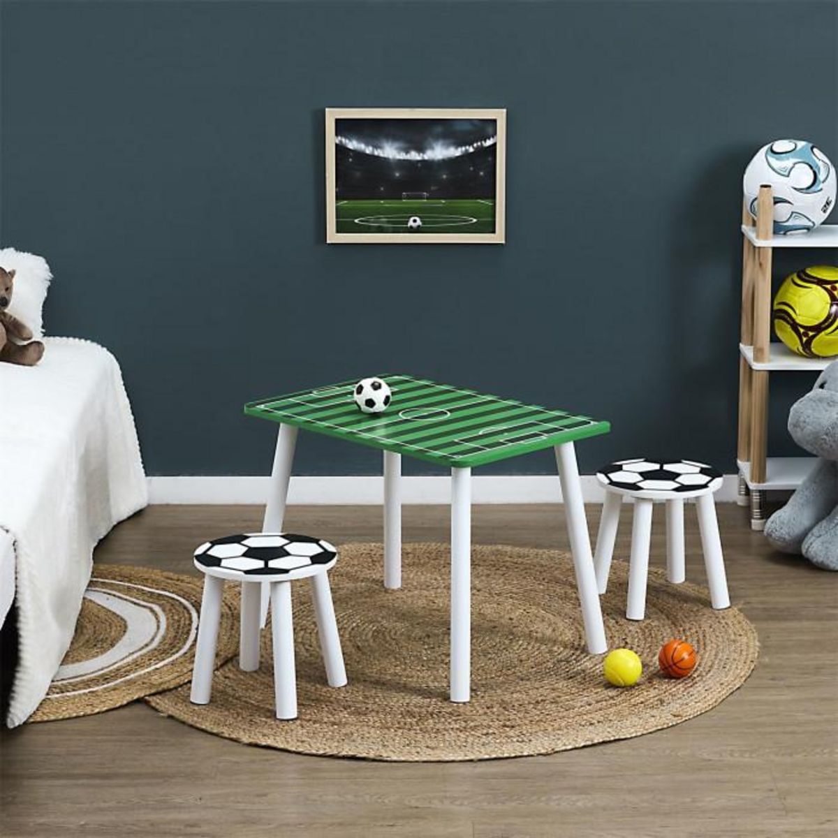 Paris Prix Table & 2 Tabourets Enfant  Foot  60cm Multicolore
