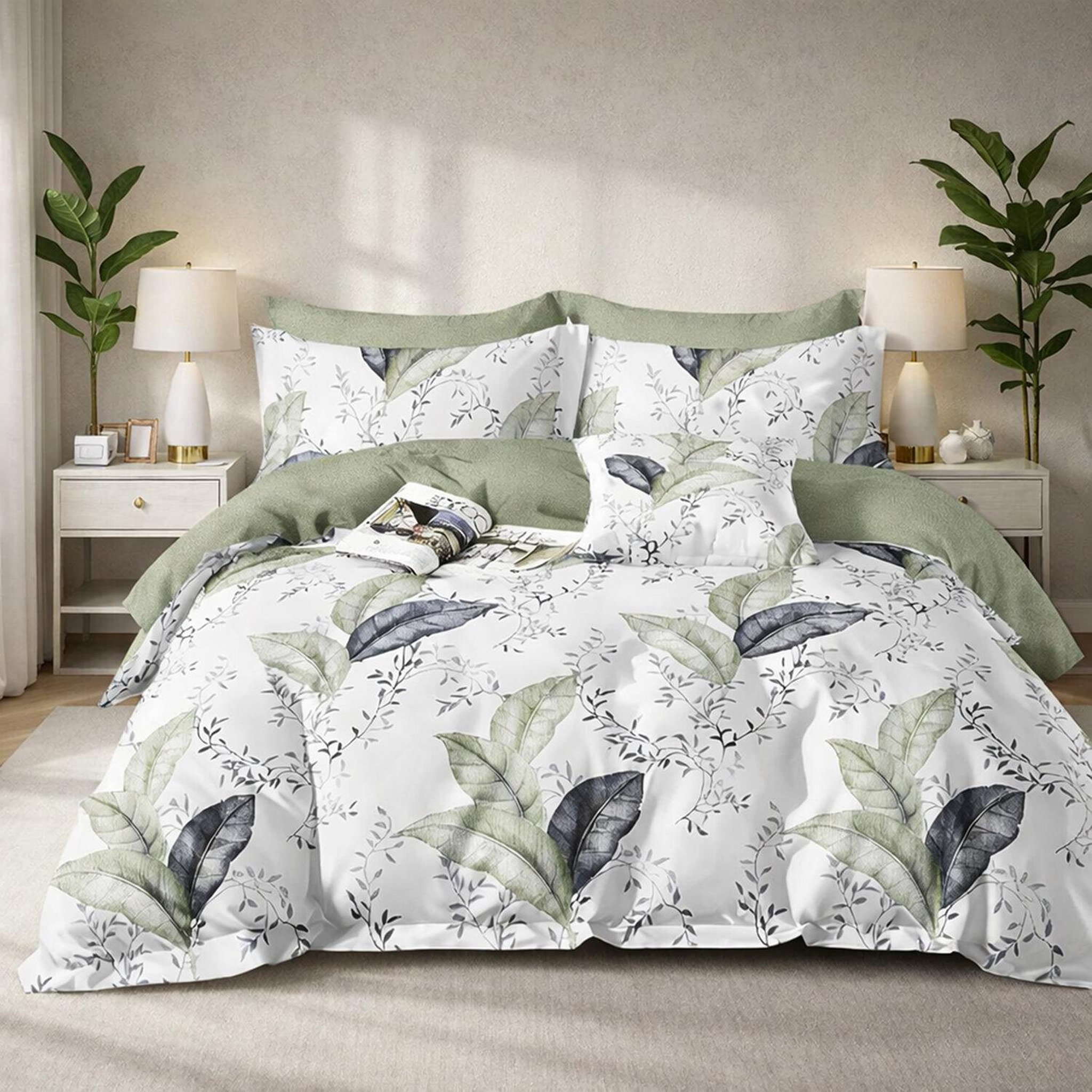 Home collection Parure housse de couette 3 pcs 240x220 cm en percale de coton 80 fils sylmée