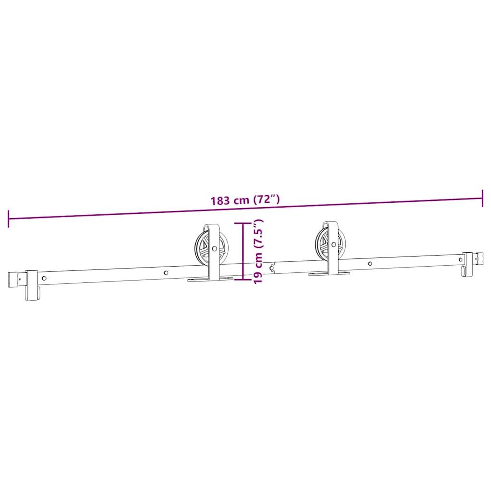 Voir la diapositive 6 : VIDAXL Kit de quincaillerie de porte coulissante 183 cm Acier Noir