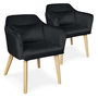 Voir la diapositive 1 : Paris Prix Lot de 2 Fauteuils Velours  Scanda  70cm Noir