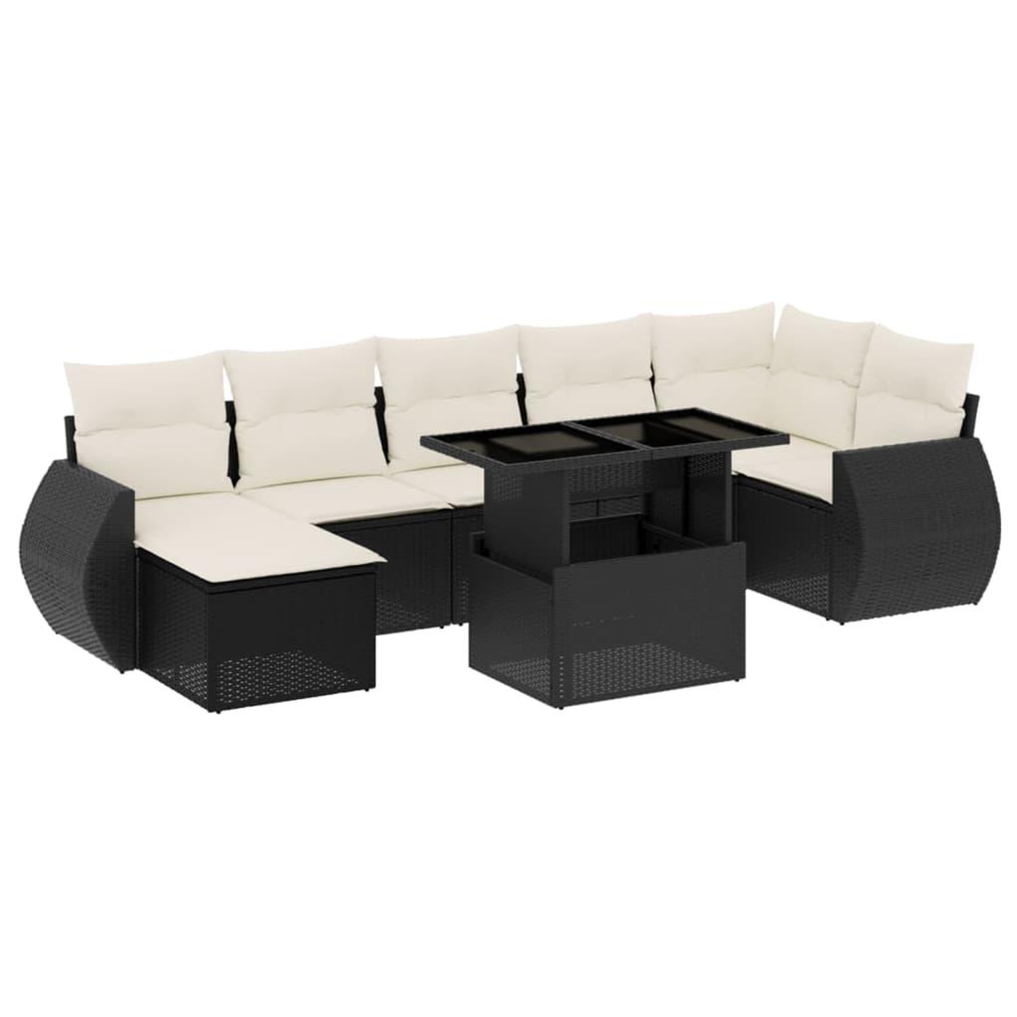 Voir la diapositive 2 : VIDAXL Salon de jardin 8 pcs avec coussins noir resine tressee