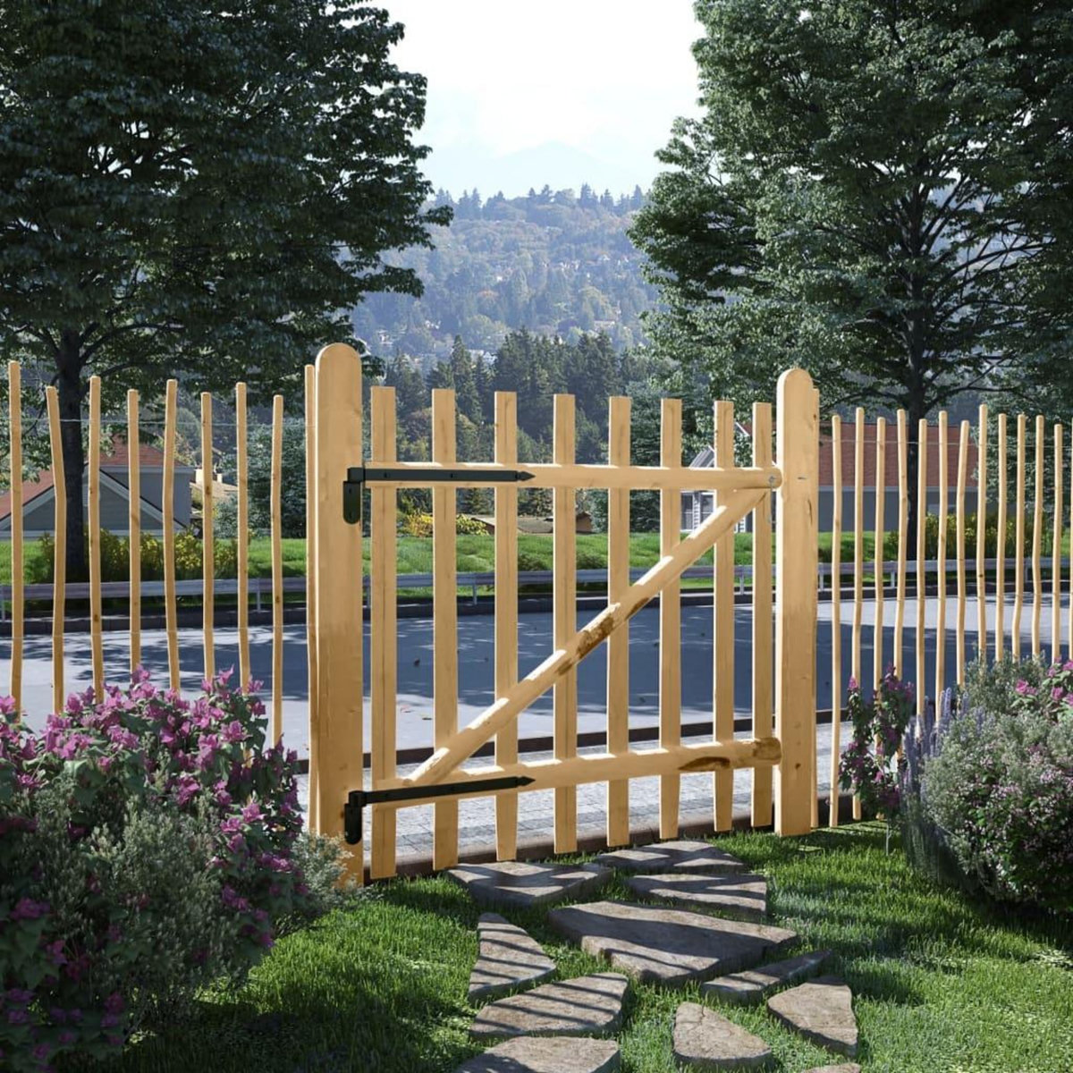 VIDAXL Portillon simple de cloture Bois de noisetier 100x100 cm