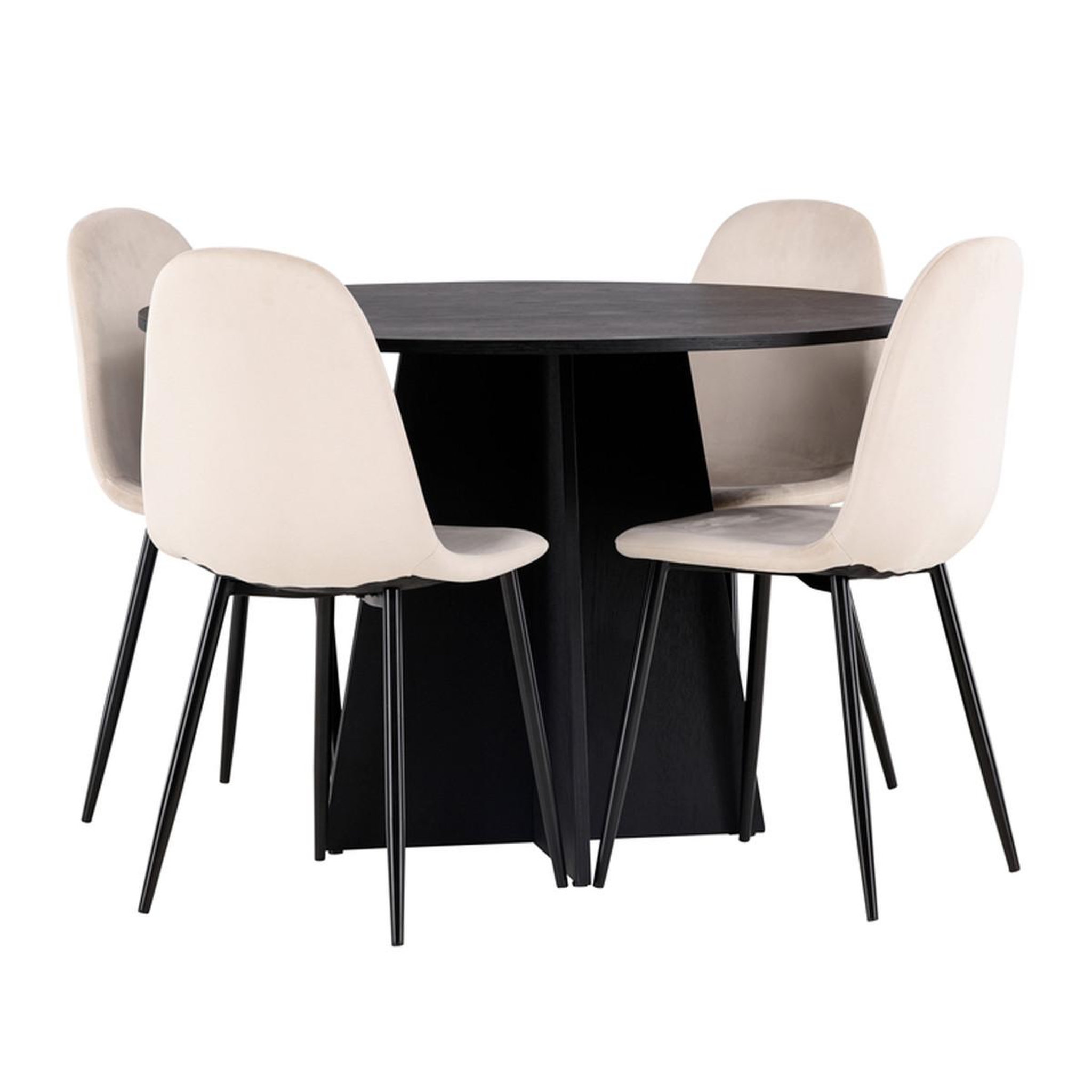 Paris Prix Ensemble table à manger & 4 chaises  bootcut & polar  110cm beige & noir
