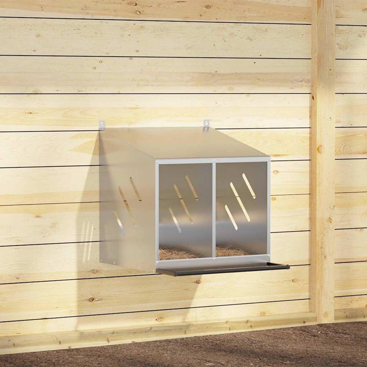 VIDAXL Nichoir de poules avec 2 compartiments metal argente galvanise