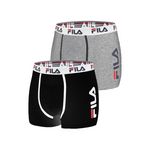 FILA Lot de 2 Boxers homme FU5040 Uni. Coloris disponibles : Noir