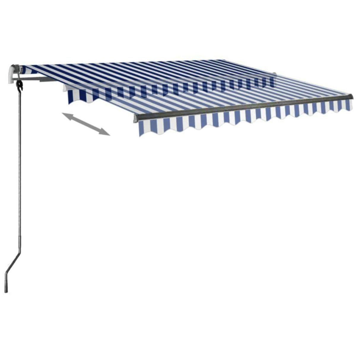 VIDAXL Auvent manuel retractable avec LED 300x250 cm Bleu et blanc