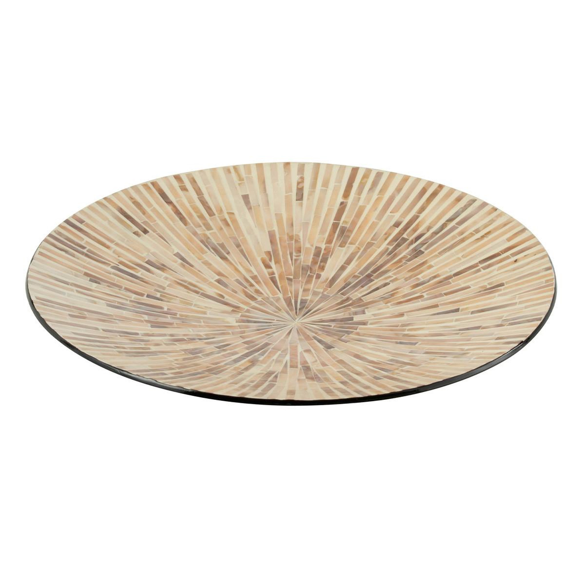 J-LINE Plat Présentation Mosaïque  Nuye  45cm Beige