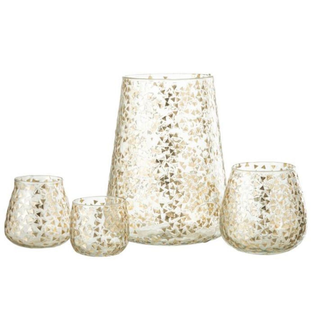 Paris Prix Photophore en Verre  Triangle  23cm Transparent & Or