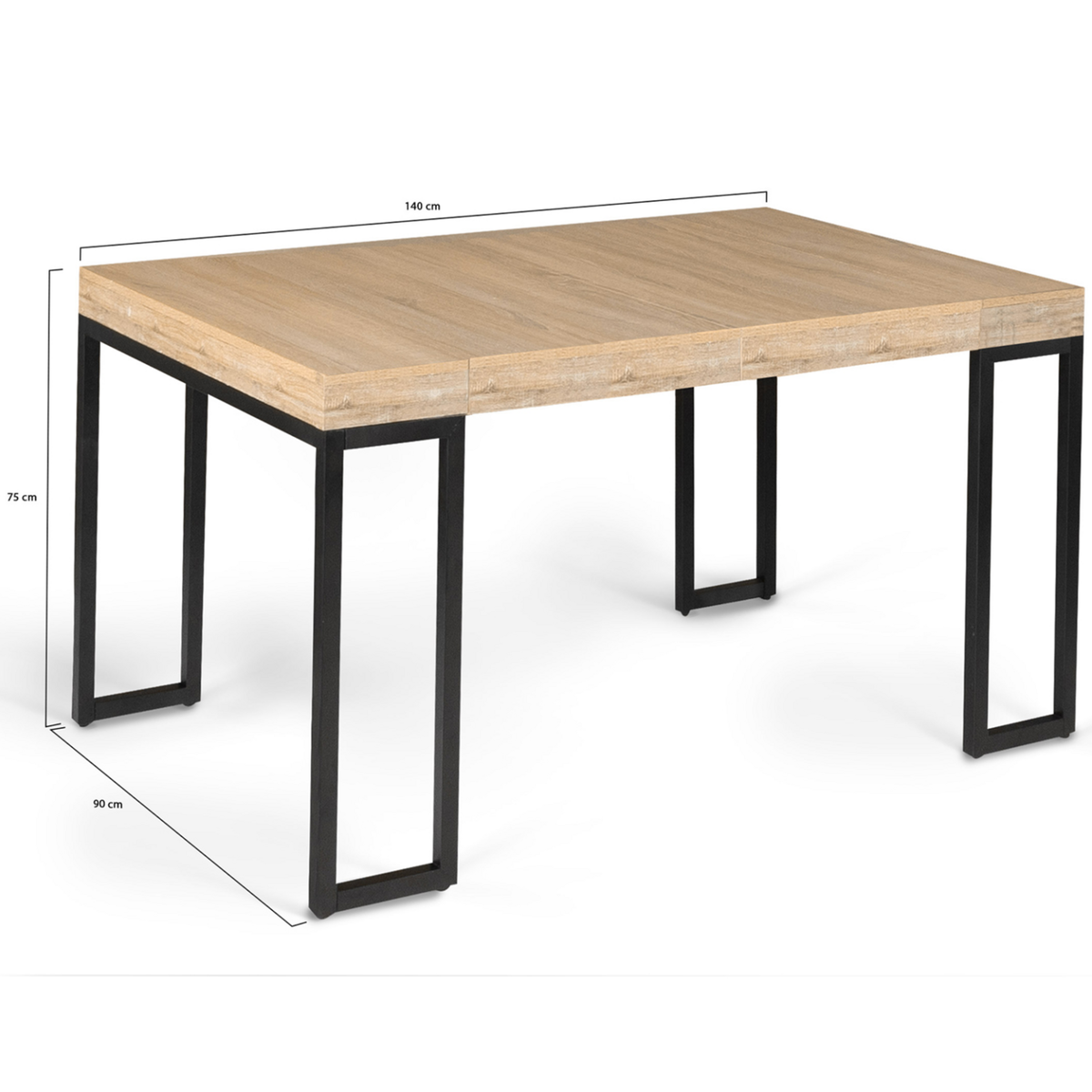 ID MARKET Table console extensible TORONTO 6 personnes 140 cm design industriel