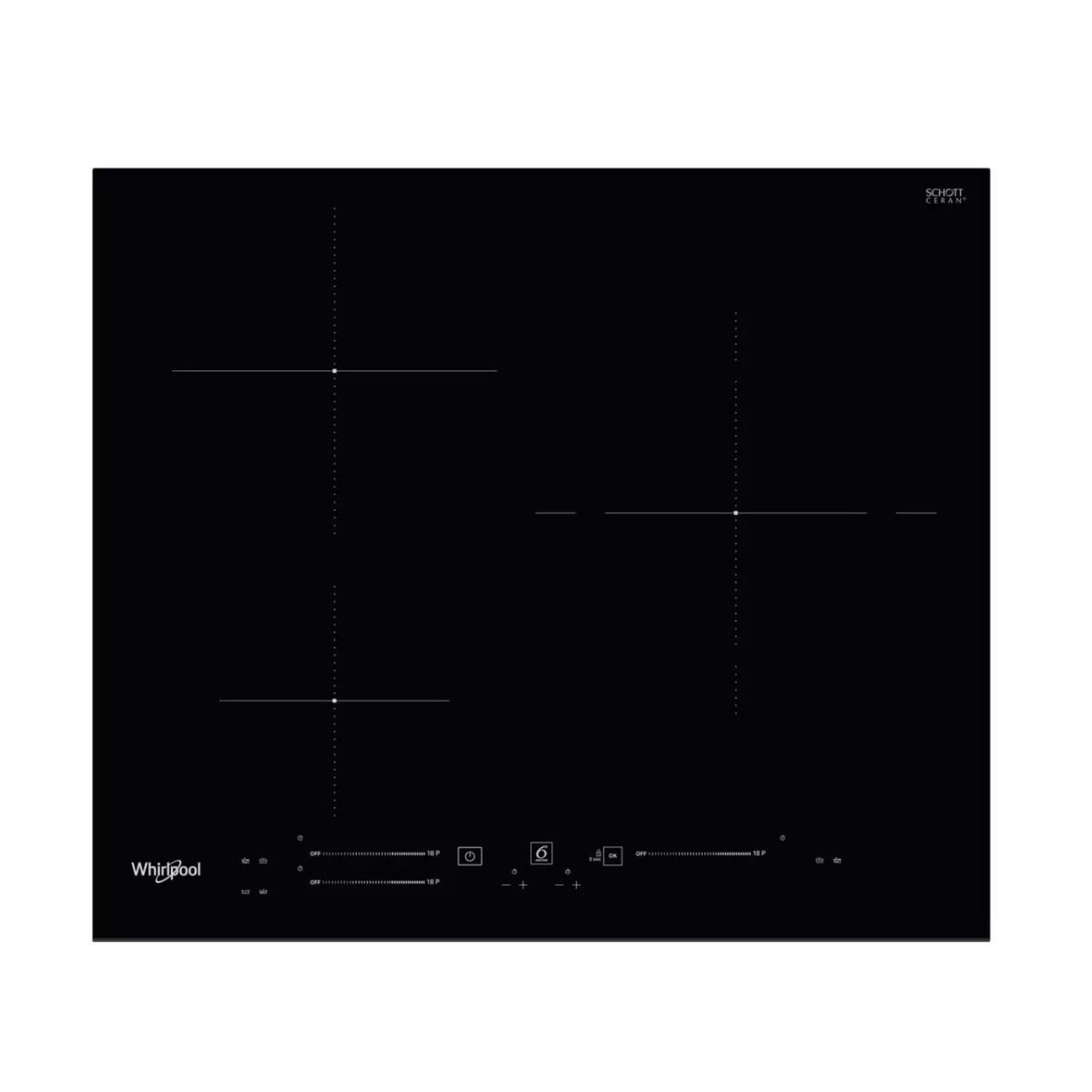Voir la diapositive 1 : Whirlpool Table de cuisson induction 60cm 3 feux 7200w noir - wss6360bf