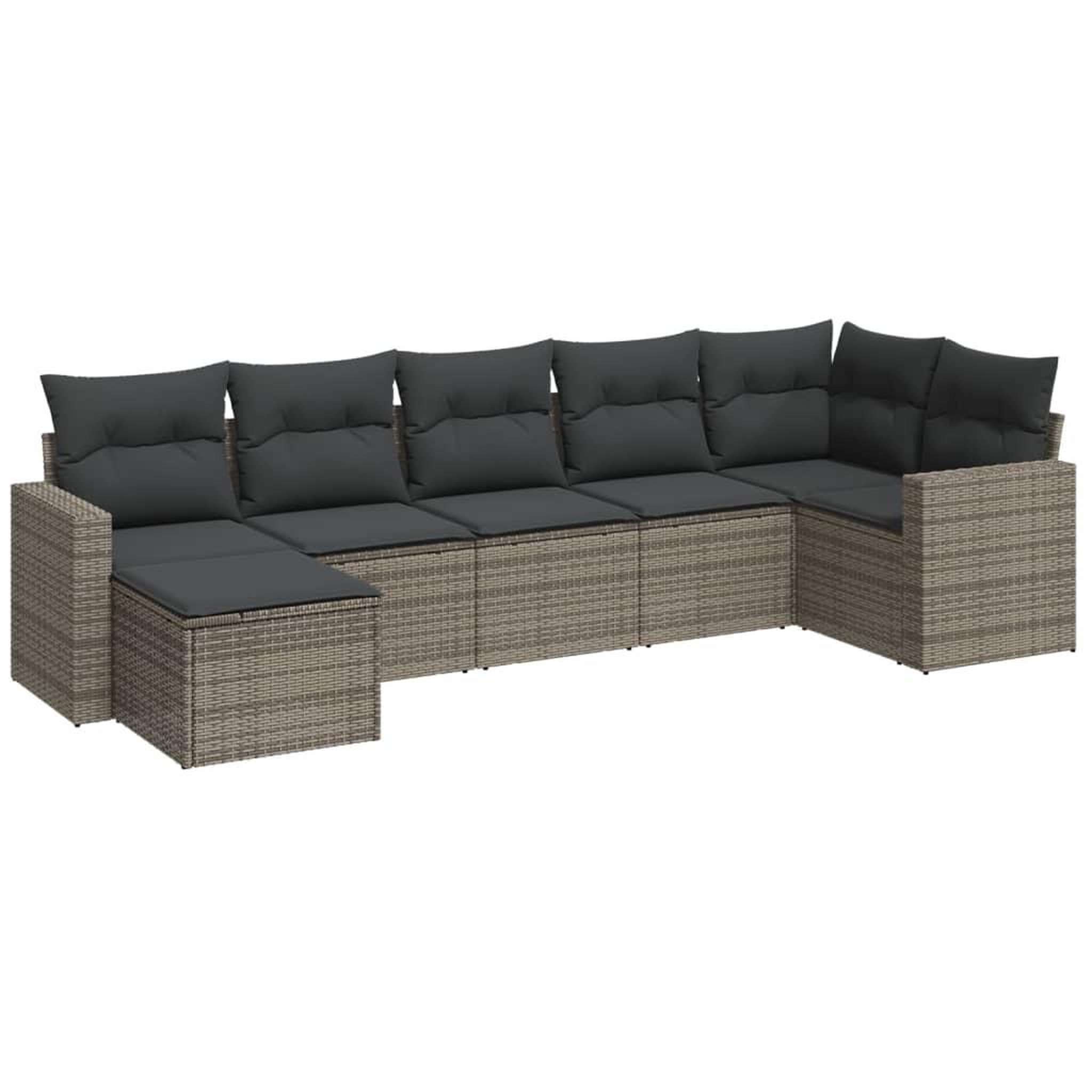 Voir la diapositive 2 : VIDAXL Salon de jardin avec coussins 7 pcs gris resine tressee