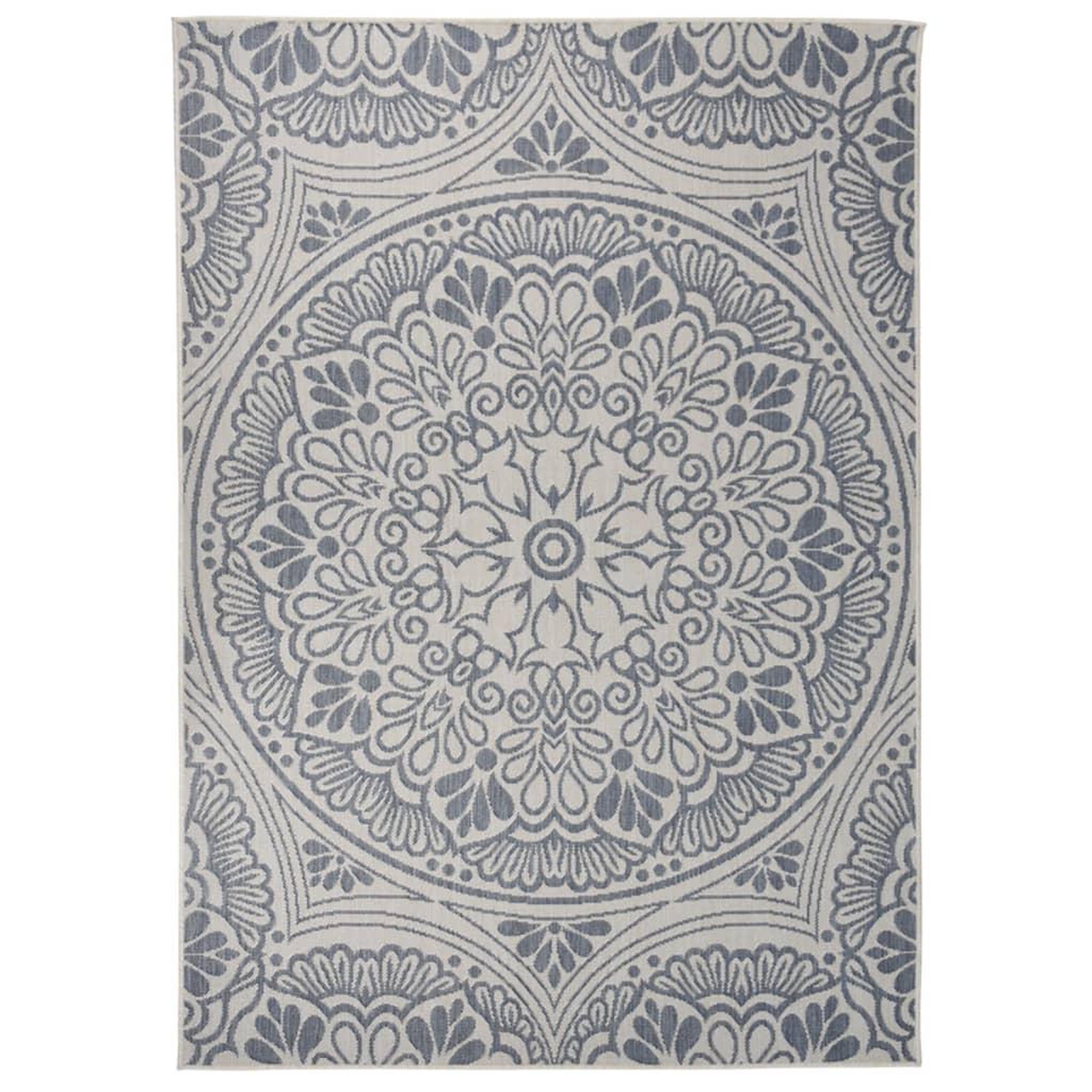 Voir la diapositive 1 : VIDAXL Tapis a tissage plat d'exterieur 120x170 cm Motif bleu