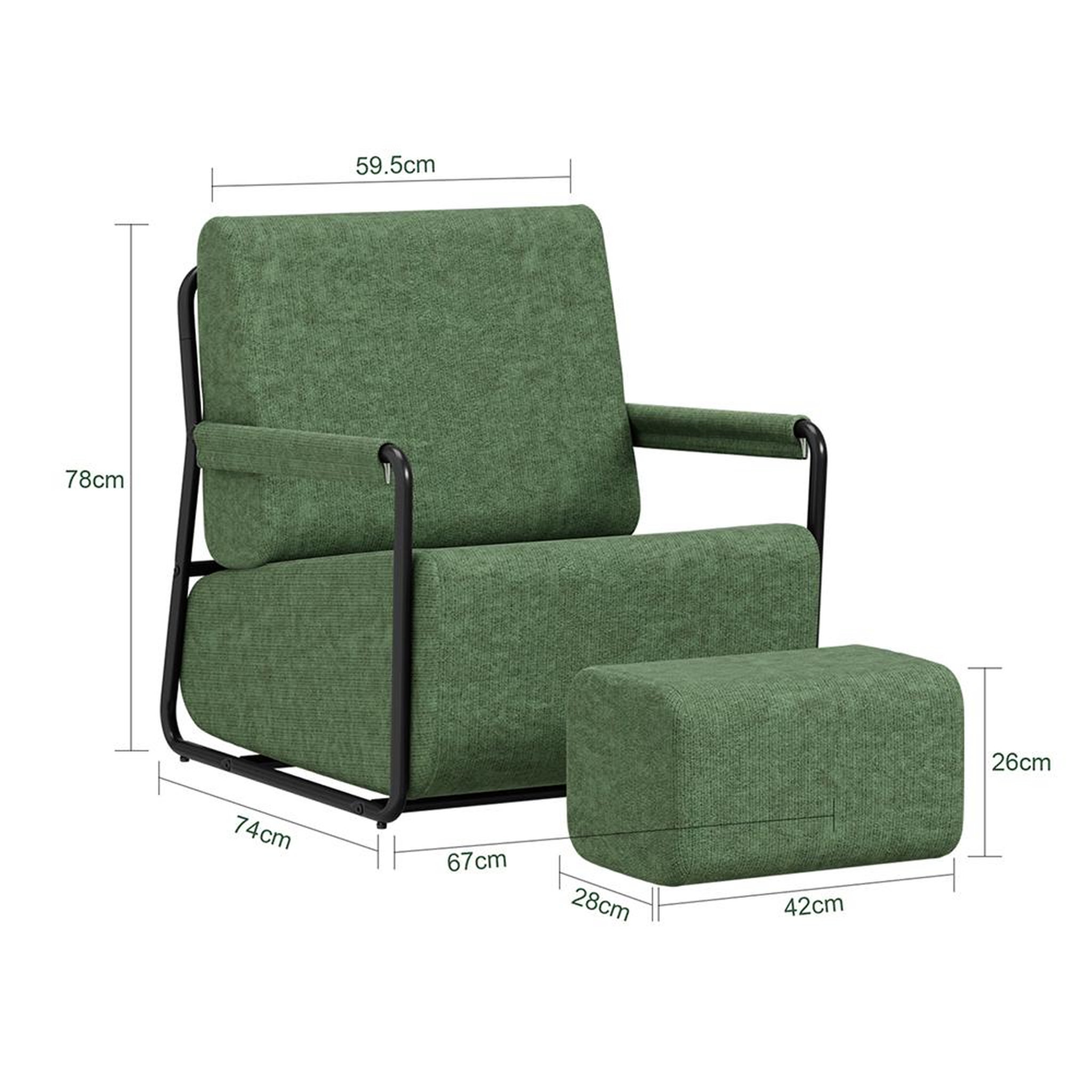 Voir la diapositive 3 : SOBUY Fauteuil relax vert foncé avec repose-pieds 59,5x74x78cm fst99-sy