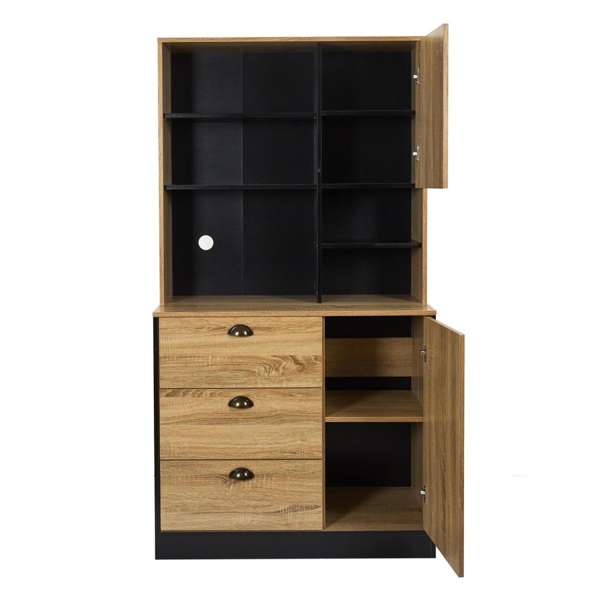 Voir la diapositive 3 : The Home Deco Factory Buffet de Cuisine  Chef  169cm Naturel & Noir
