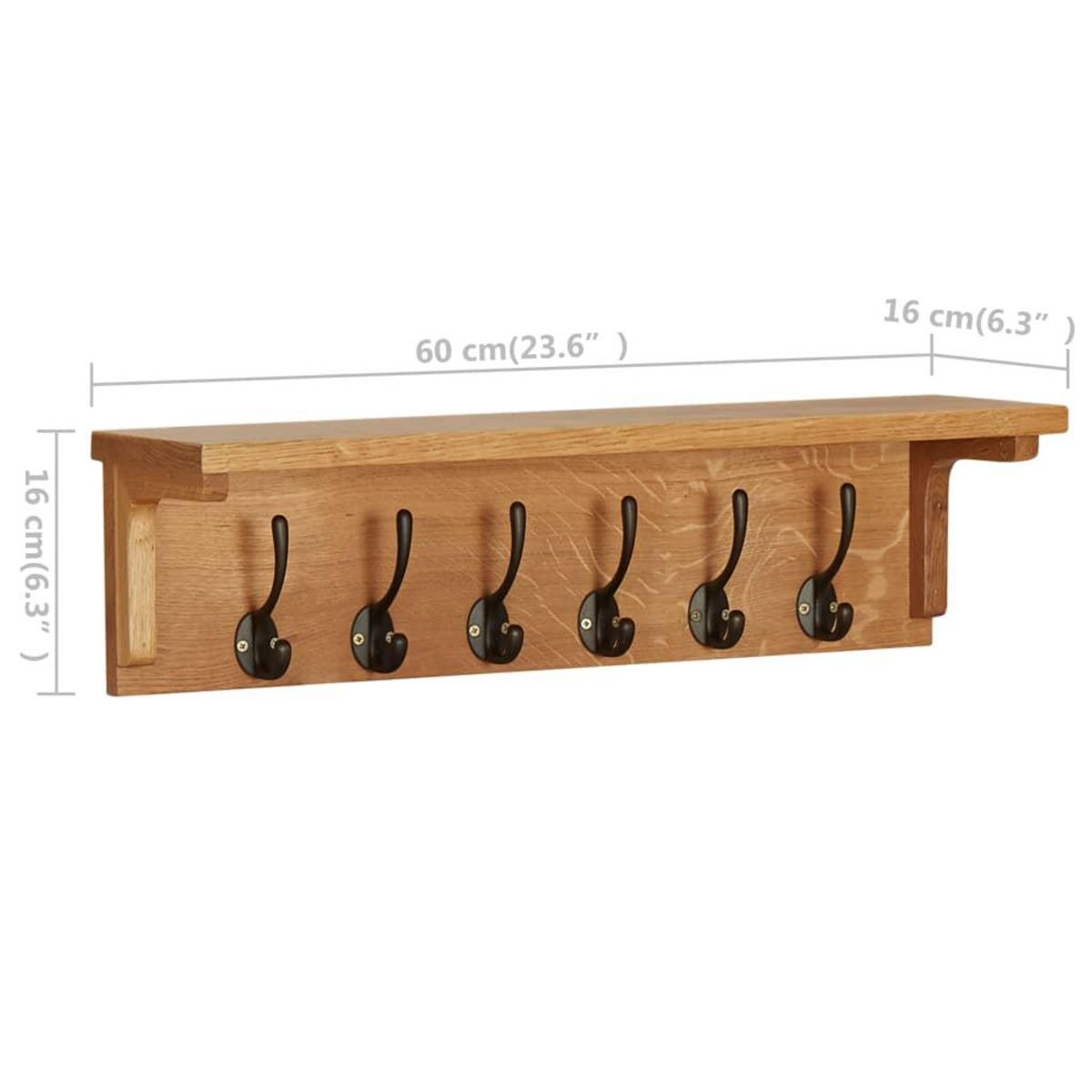 VIDAXL Porte-manteau 60x16x16 cm Bois de chene massif